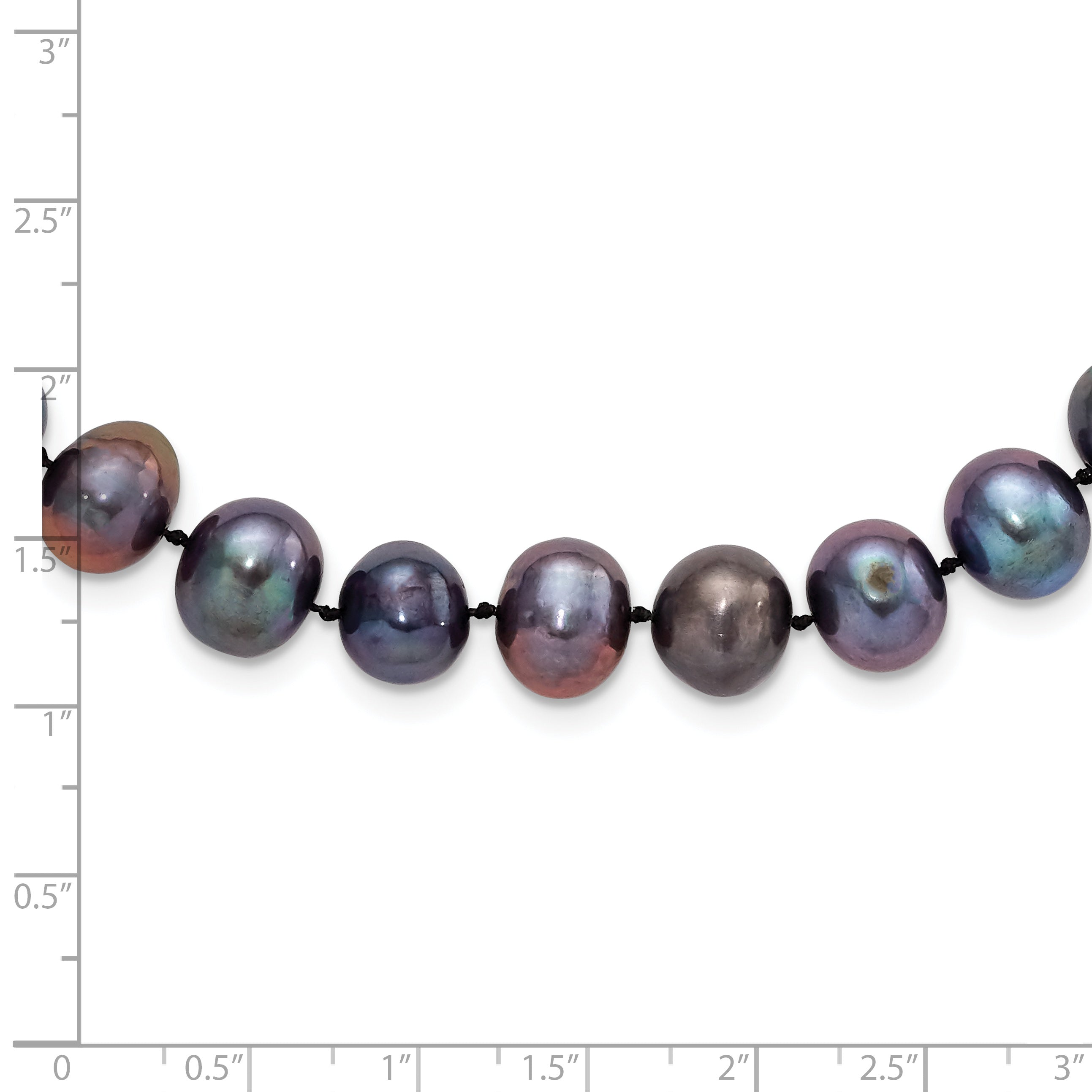 Sterling Silver Rhodium-plated 9-10mm Black Near-Round Freshwater Cultured Pearl 7.25 inch Bracelet