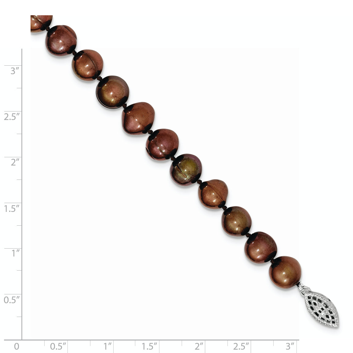 Sterling Silver 9-10mm Coffee Egg Shape FW Cultured Pearl Necklace