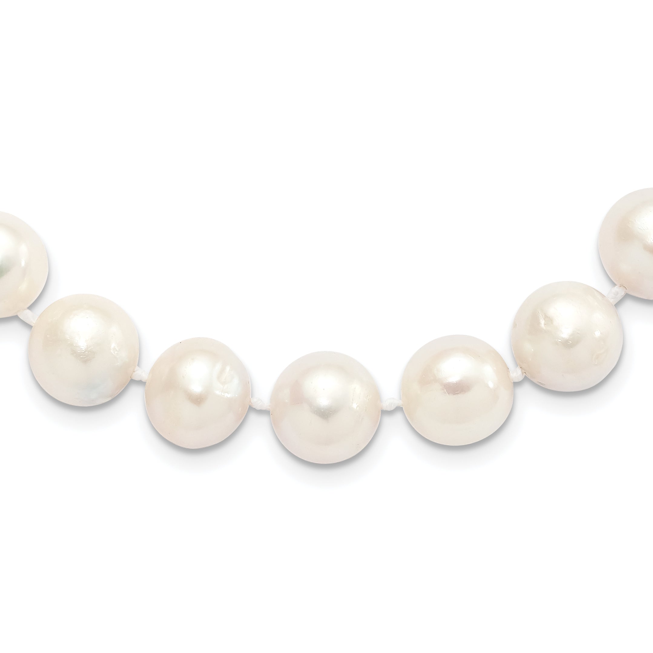 Sterling Silver Rhodium-plated 12-13mm White Near-Round Freshwater Cultured Pearl 18 inch Necklace