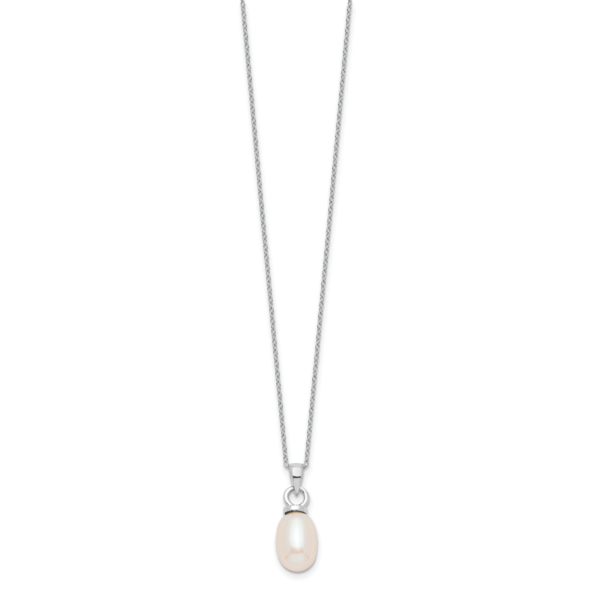 Sterling Silver Rhodium-plated 10-11mm White Teardrop Freshwater Cultured Pearl 17 inch Necklace and Dangle Earrings Set
