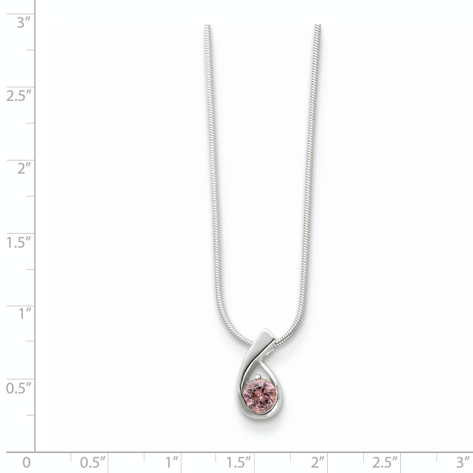 Sterling Silver Pink CZ Necklace