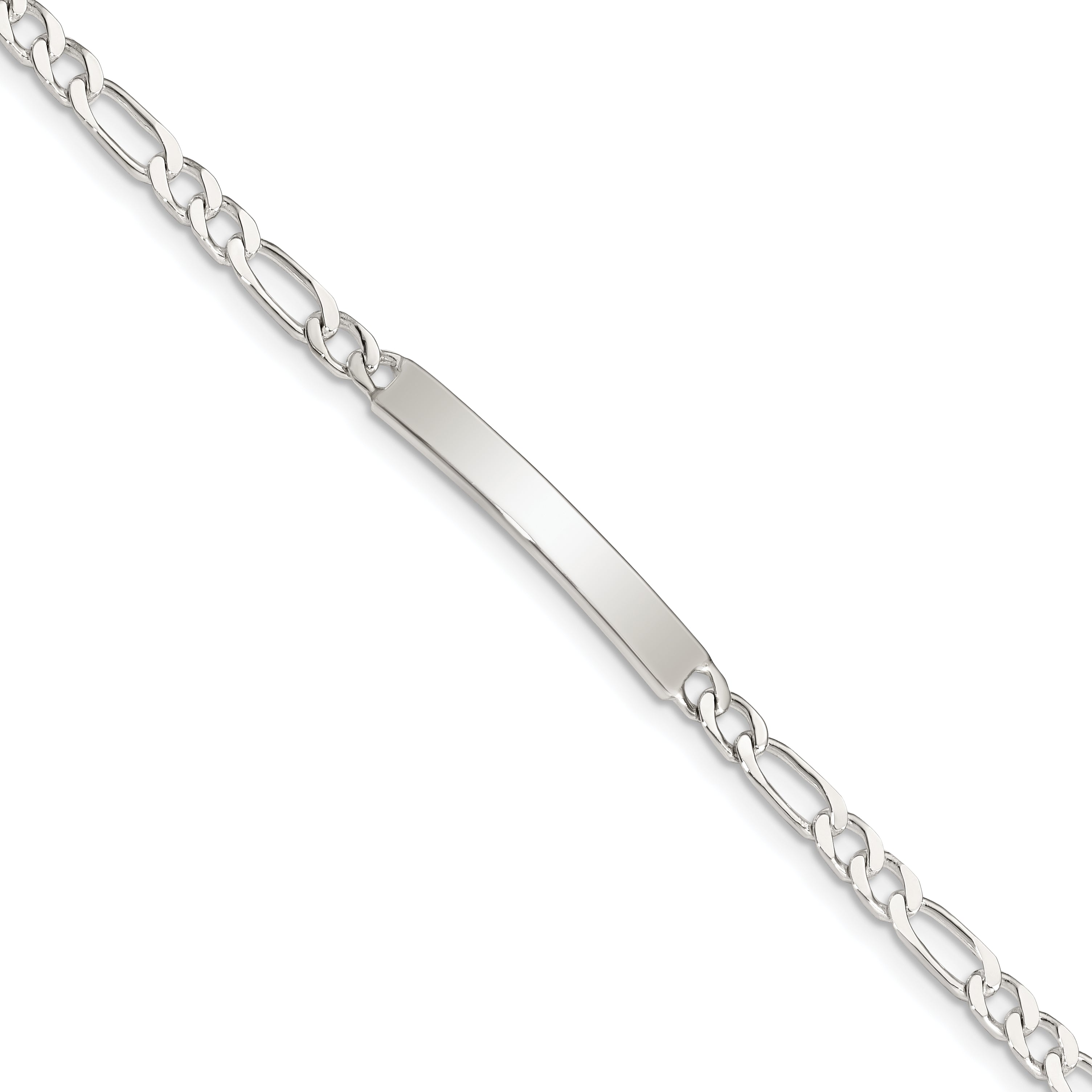 Sterling Silver Engraveable 6 in. Figaro Link ID Bracelet