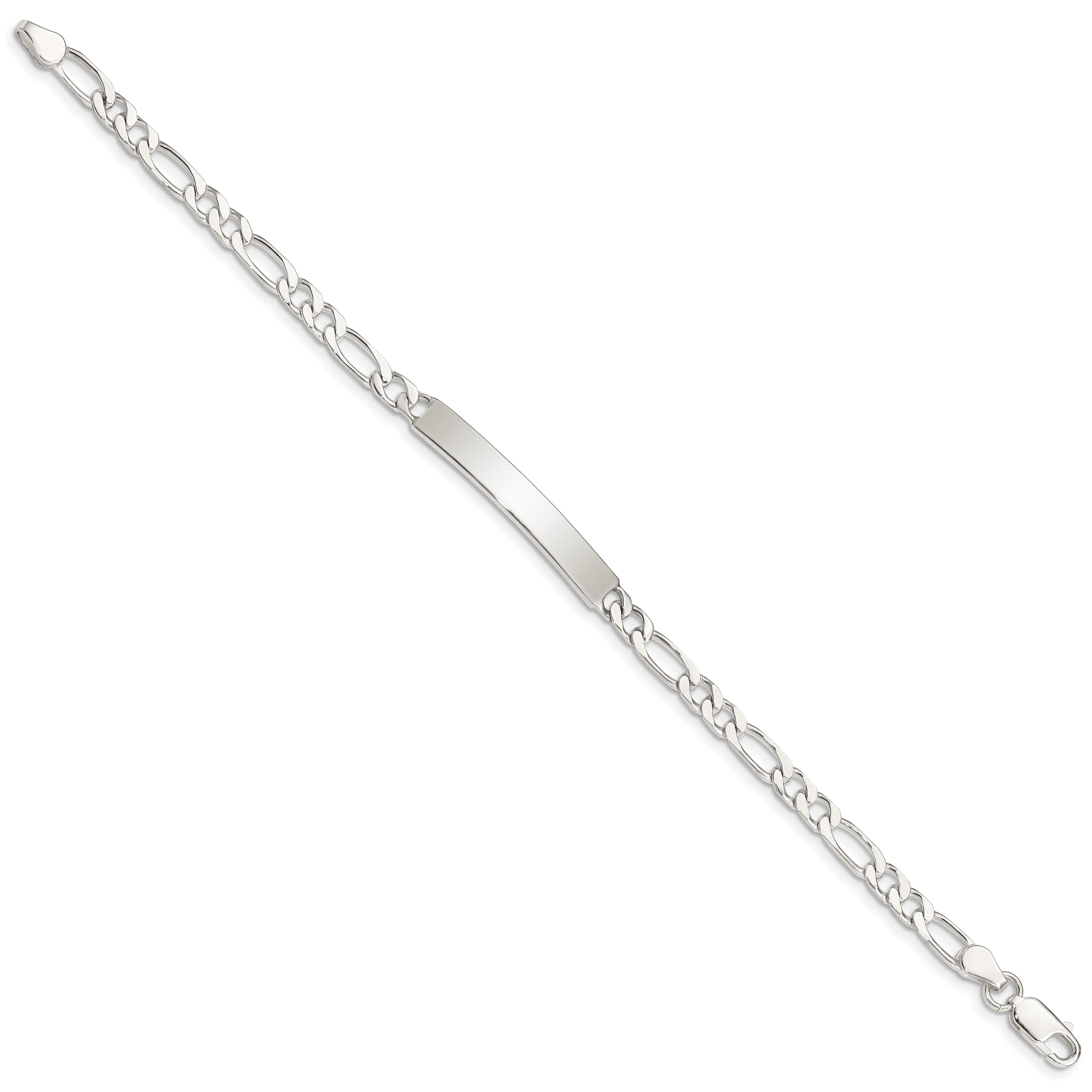 Sterling Silver 7inch Engraveable Figaro Link ID Bracelet