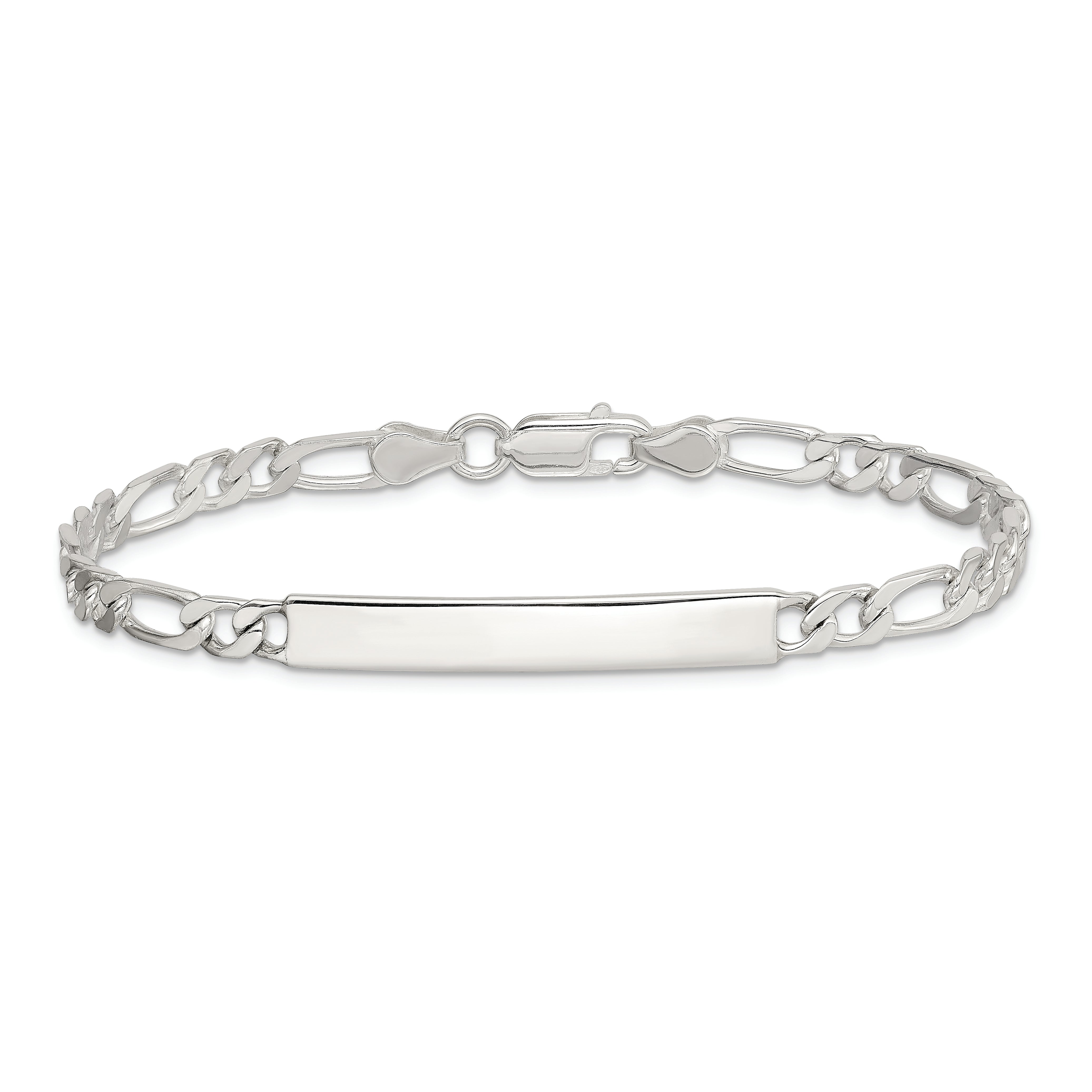 Sterling Silver 7inch Engraveable Figaro Link ID Bracelet