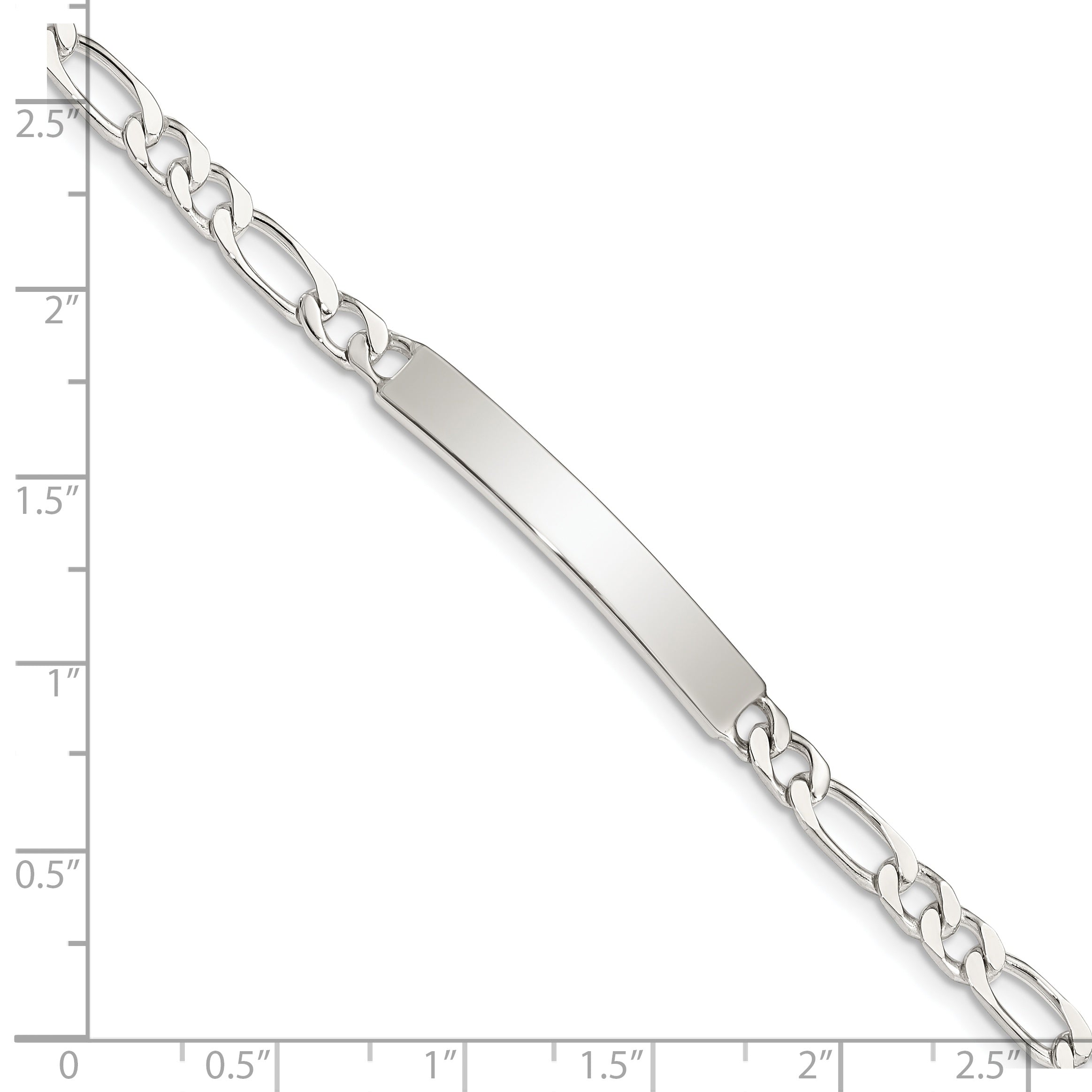 Sterling Silver 7inch Engraveable Figaro Link ID Bracelet