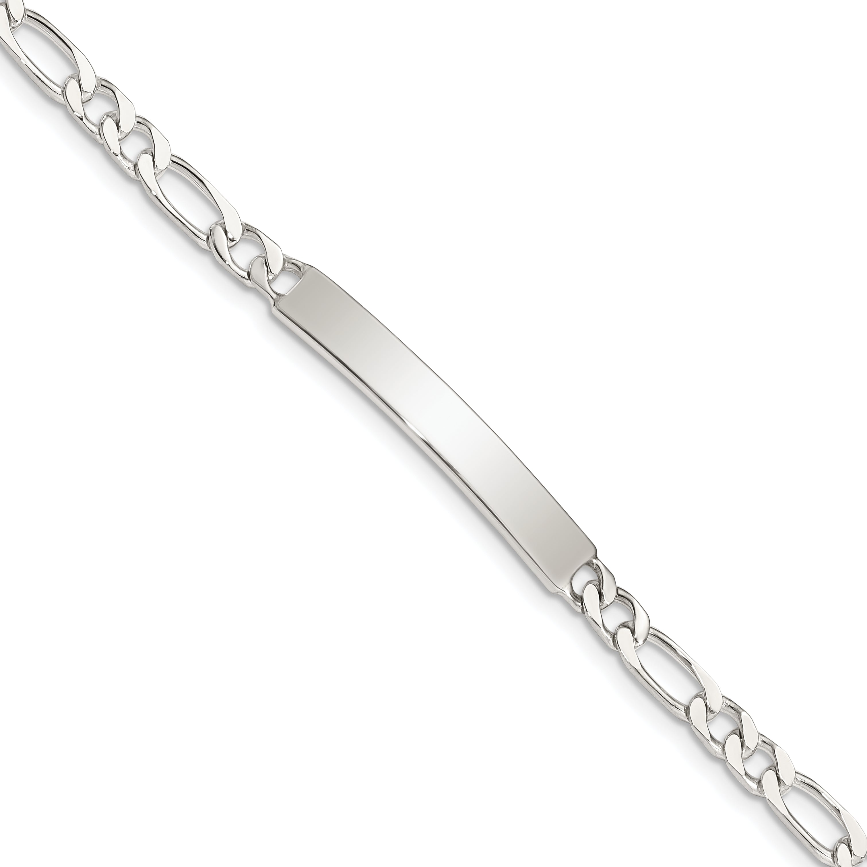 Sterling Silver 7inch Engraveable Figaro Link ID Bracelet