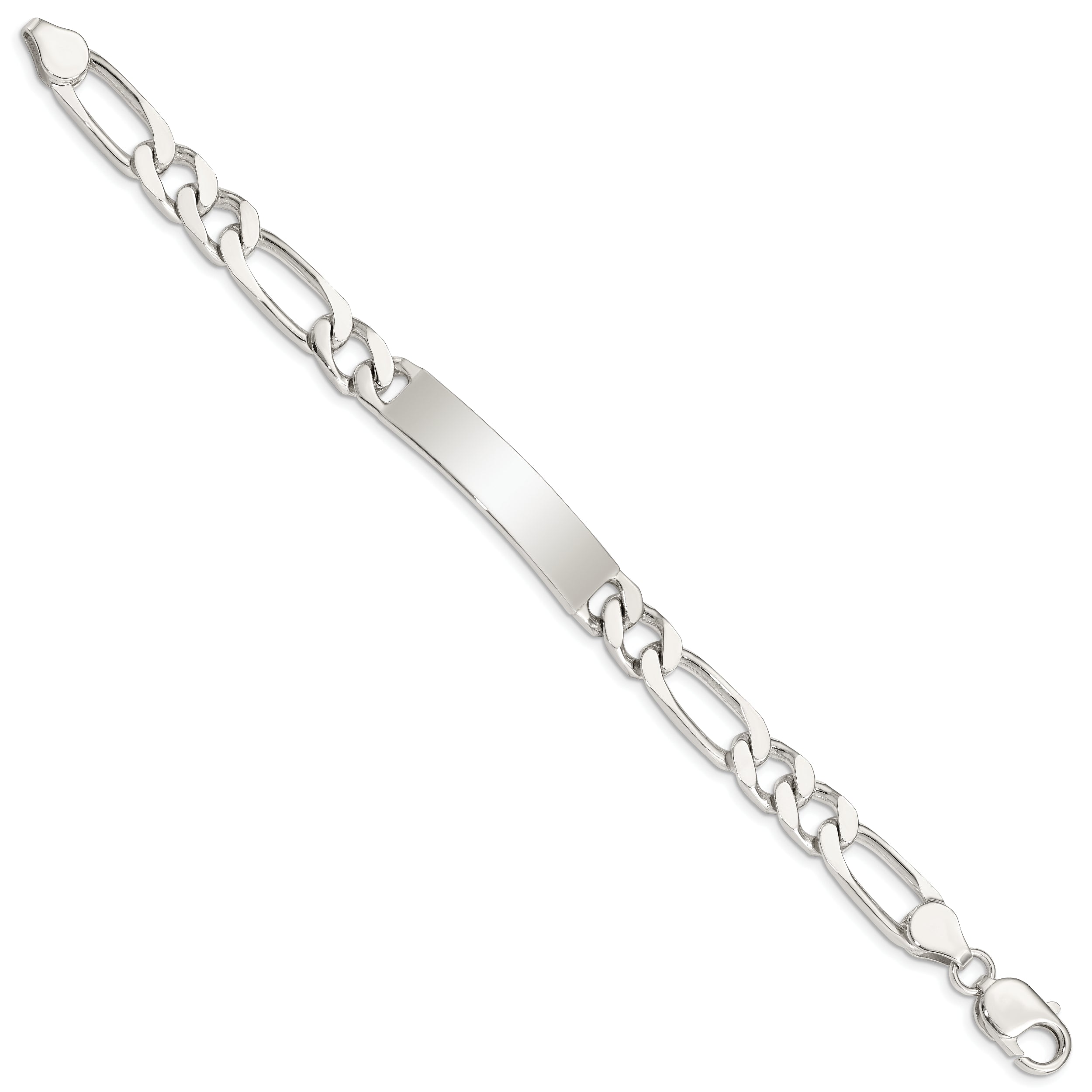 Sterling Silver 8.5inch Polished Engraveable Figaro Link ID Bracelet