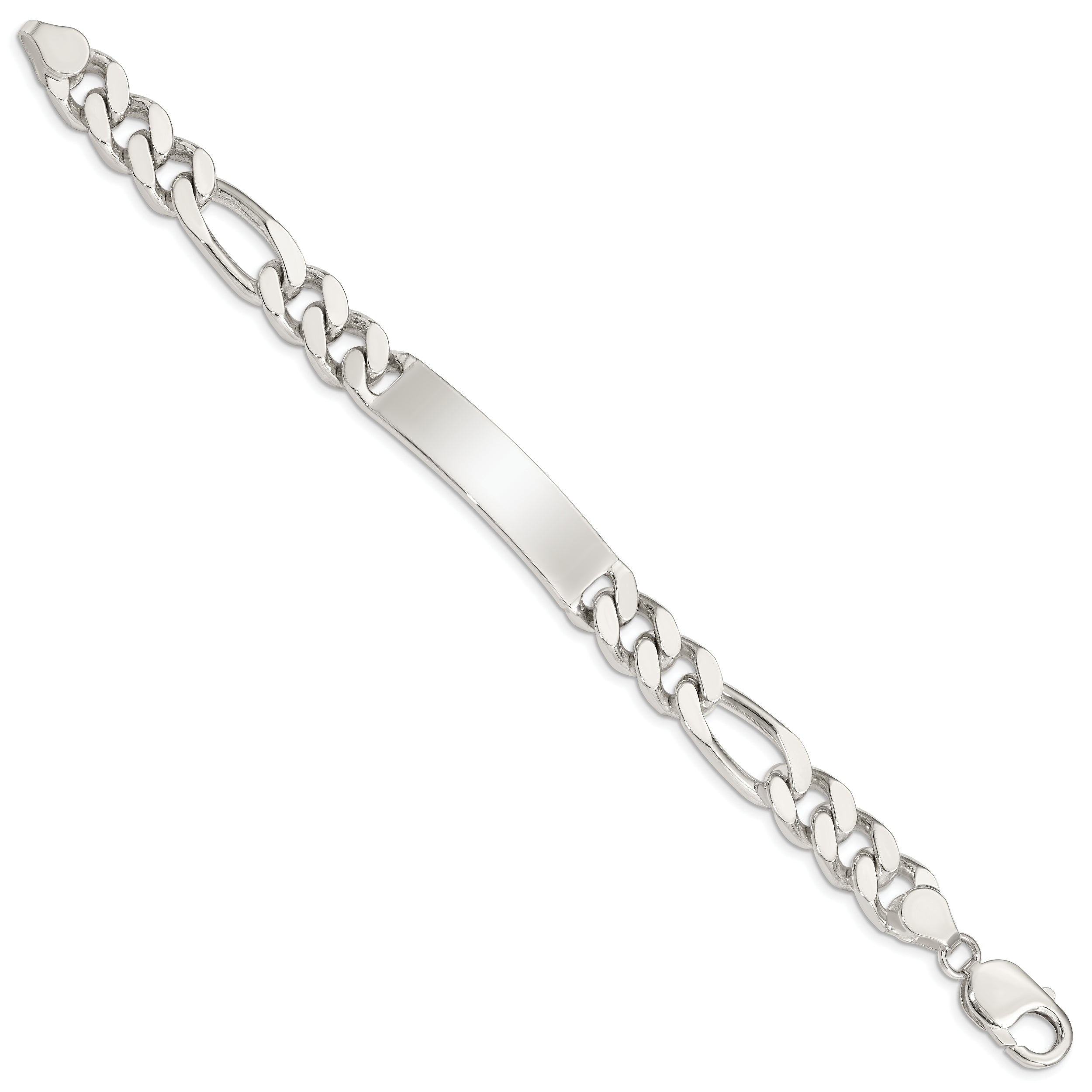 Sterling Silver 8.5inch Polished Engraveable Figaro Link ID Bracelet