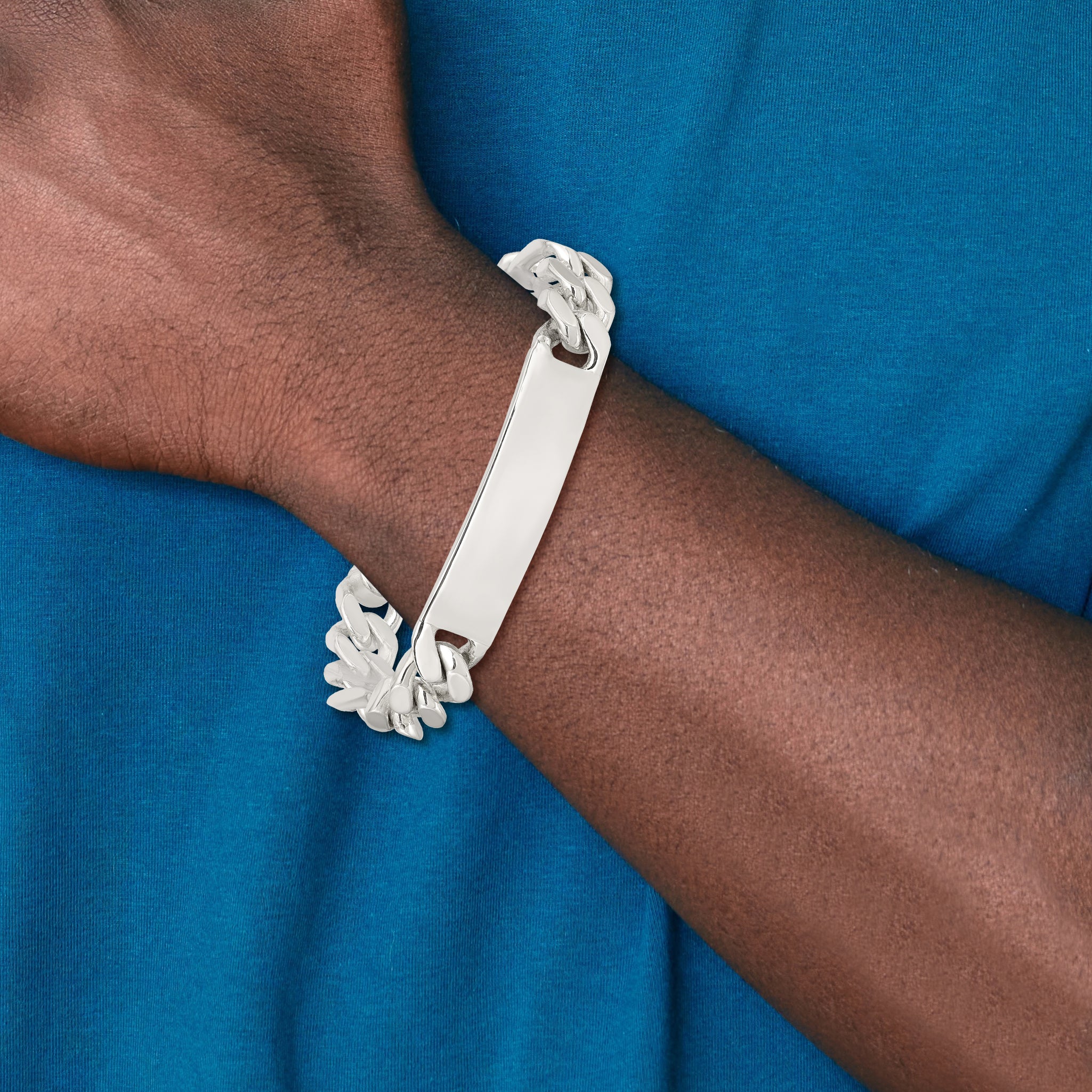 Sterling Silver 8.5inch Polished Engraveable Figaro Link ID Bracelet