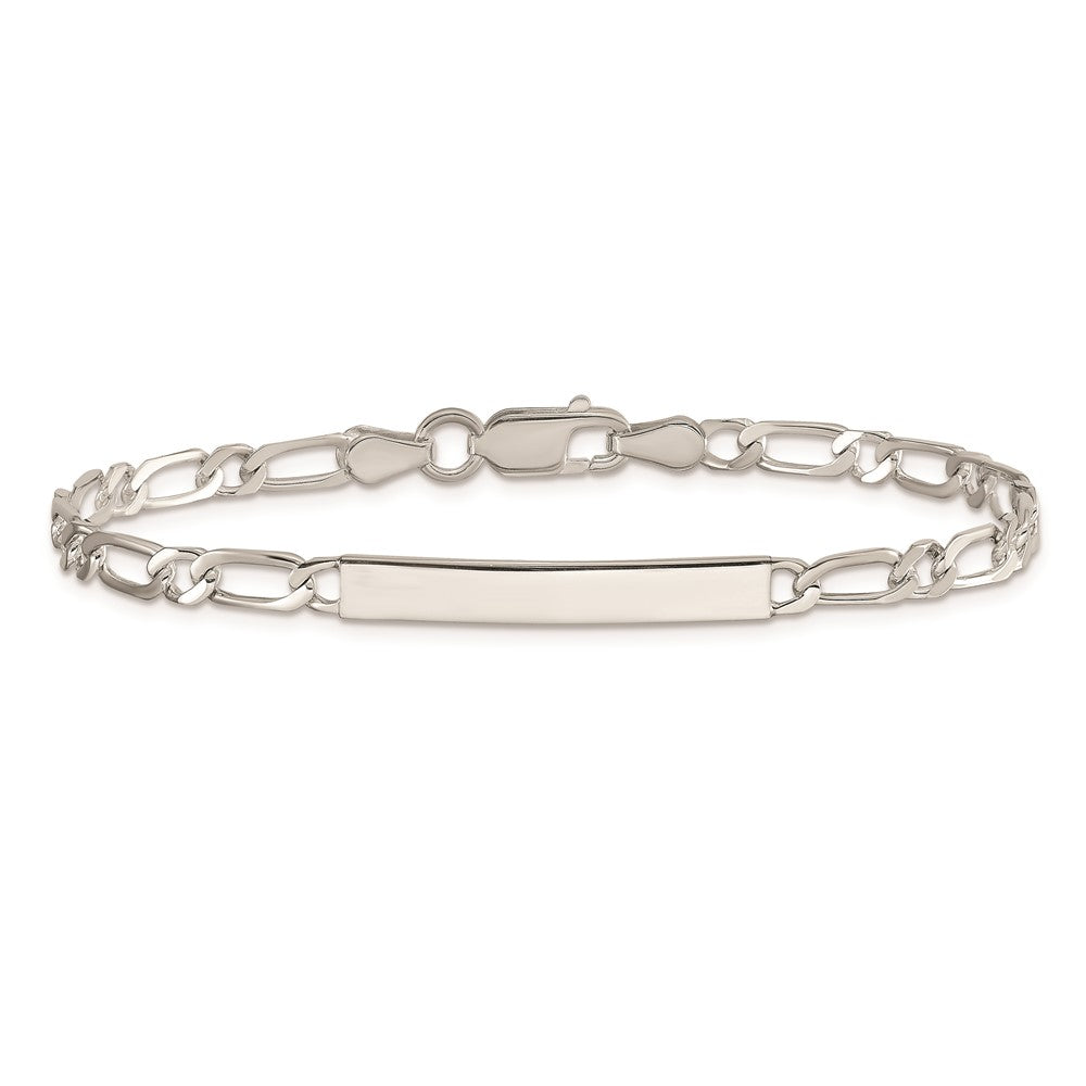 Sterling Silver 7inch Polished Engraveable 1 Figaro Link ID Bracelet
