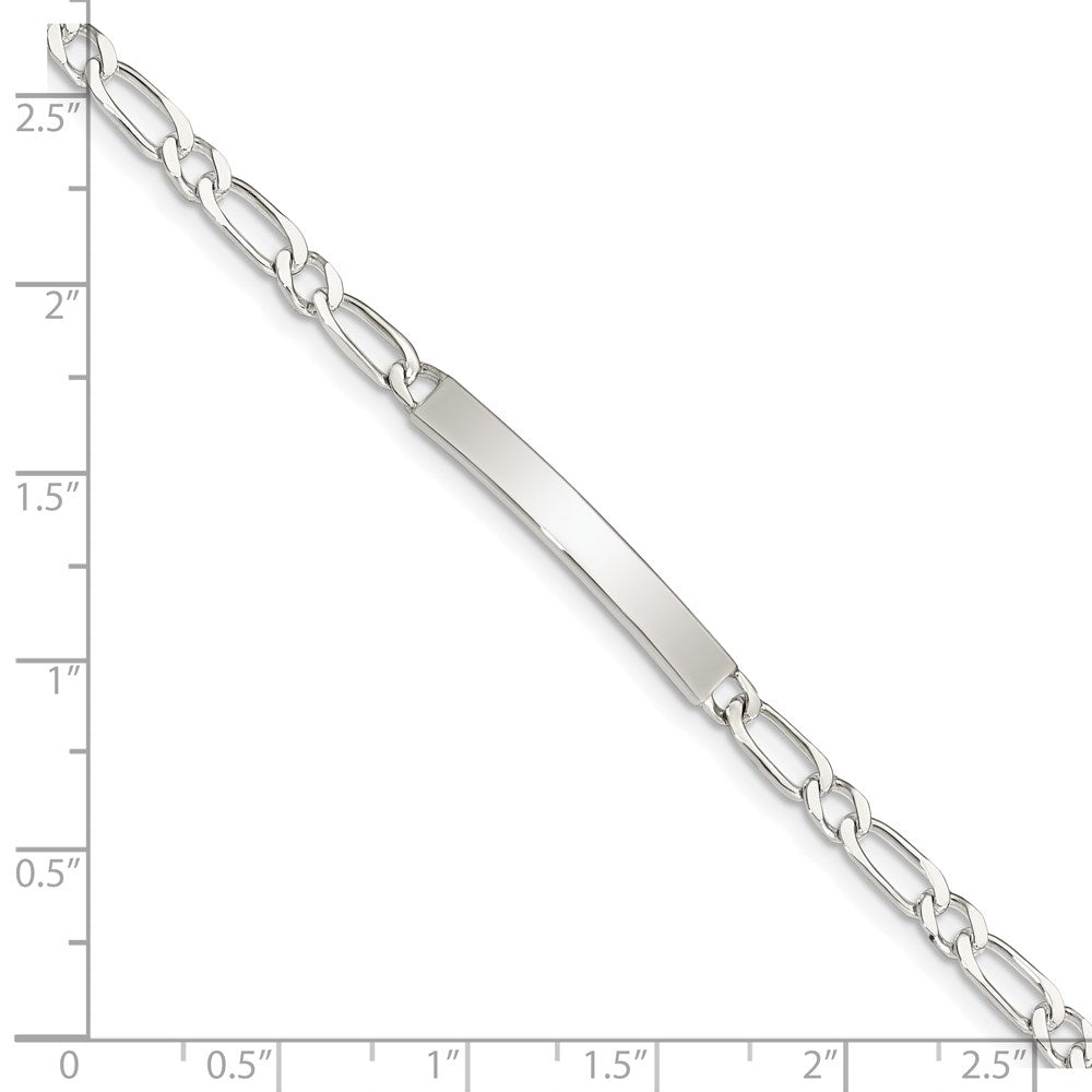 Sterling Silver 7inch Polished Engraveable 1 Figaro Link ID Bracelet
