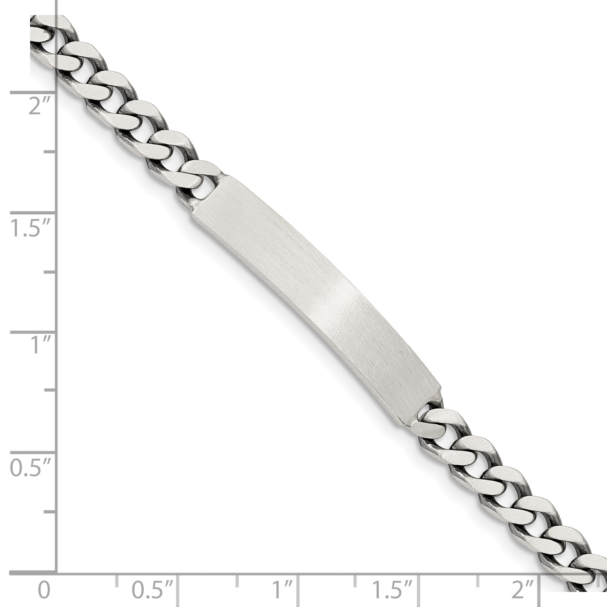 Sterling Silver 7inch Engraveable Antiqued Curb Link ID Bracelet