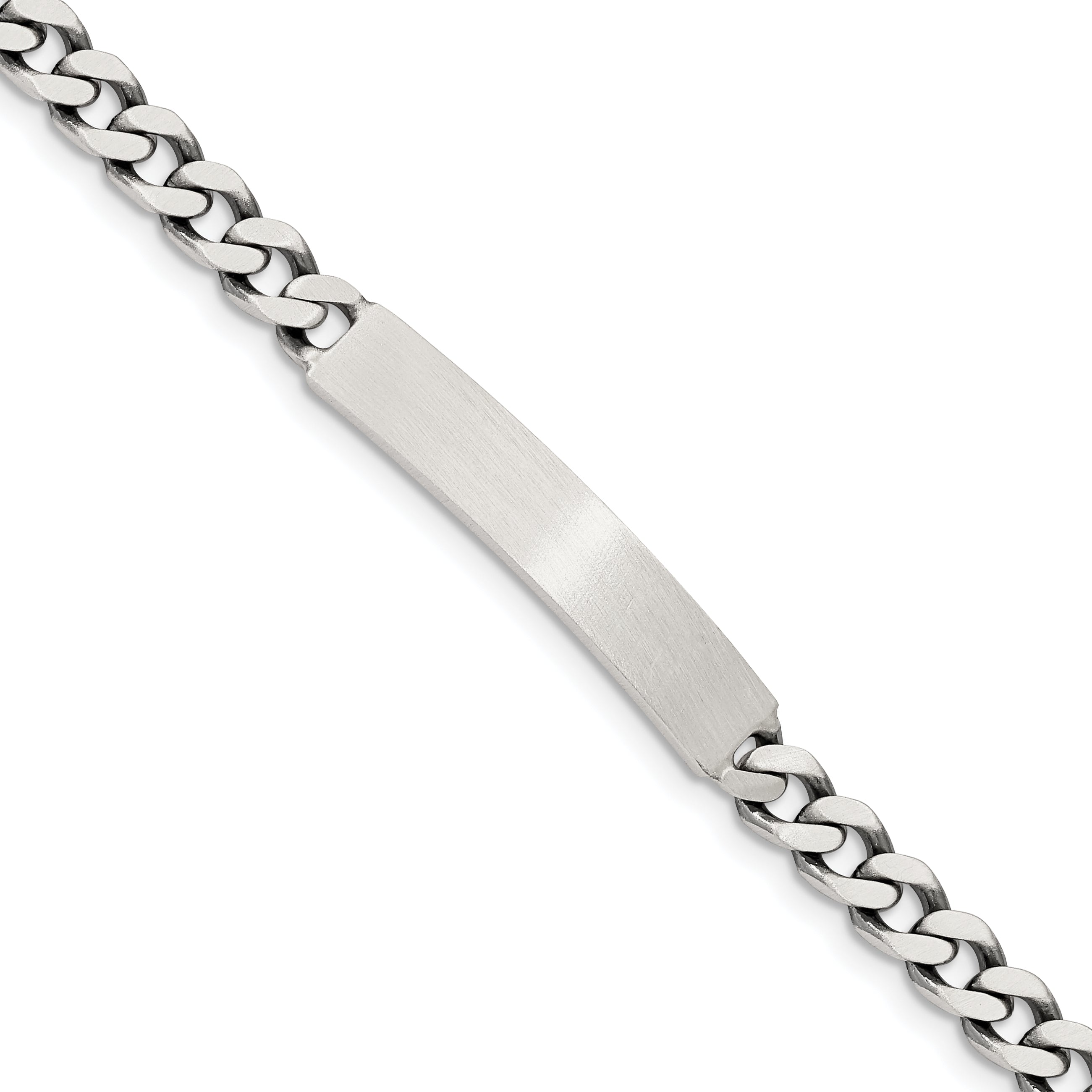 Sterling Silver 7inch Engraveable Antiqued Curb Link ID Bracelet
