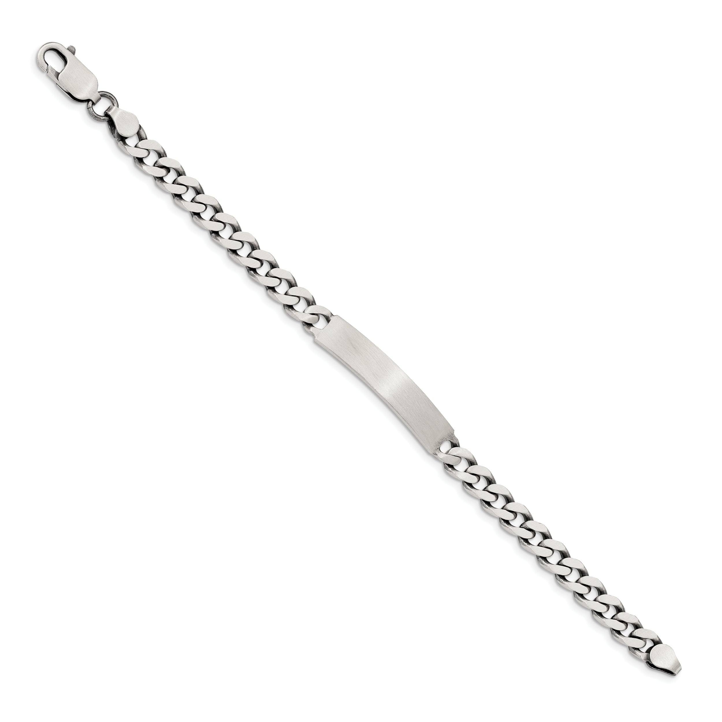 Sterling Silver 7inch Engraveable Antiqued Curb Link ID Bracelet