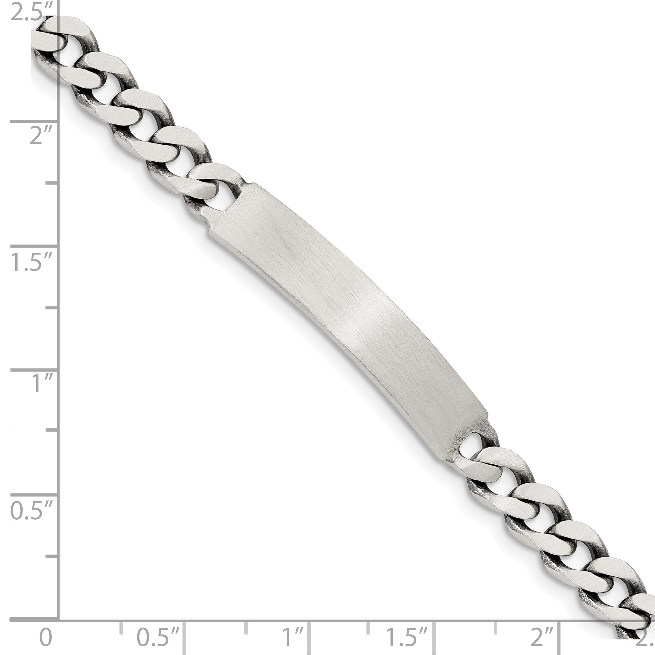 Sterling Silver 7inch Engraveable Antiqued Curb Link ID Bracelet