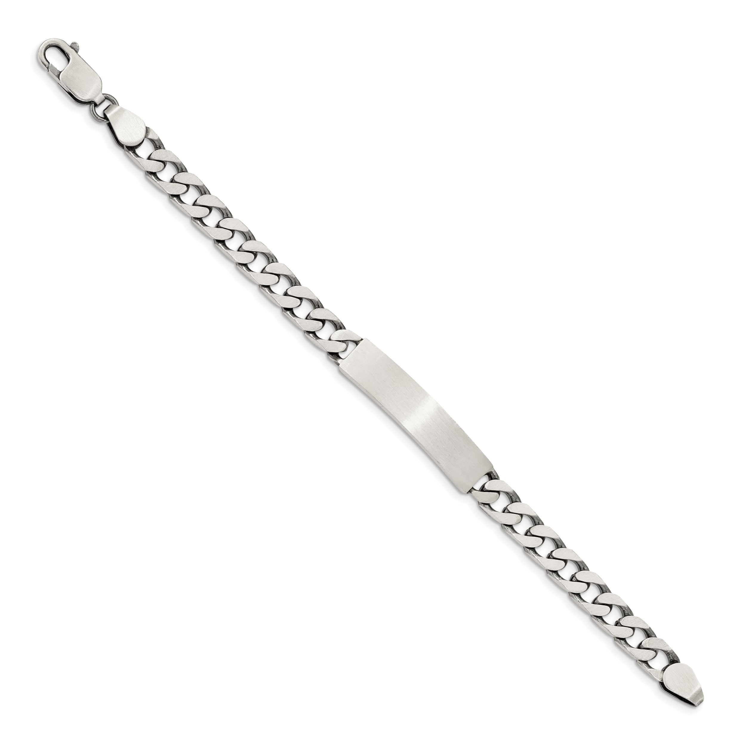 Sterling Silver 7inch Engraveable Antiqued Curb Link ID Bracelet