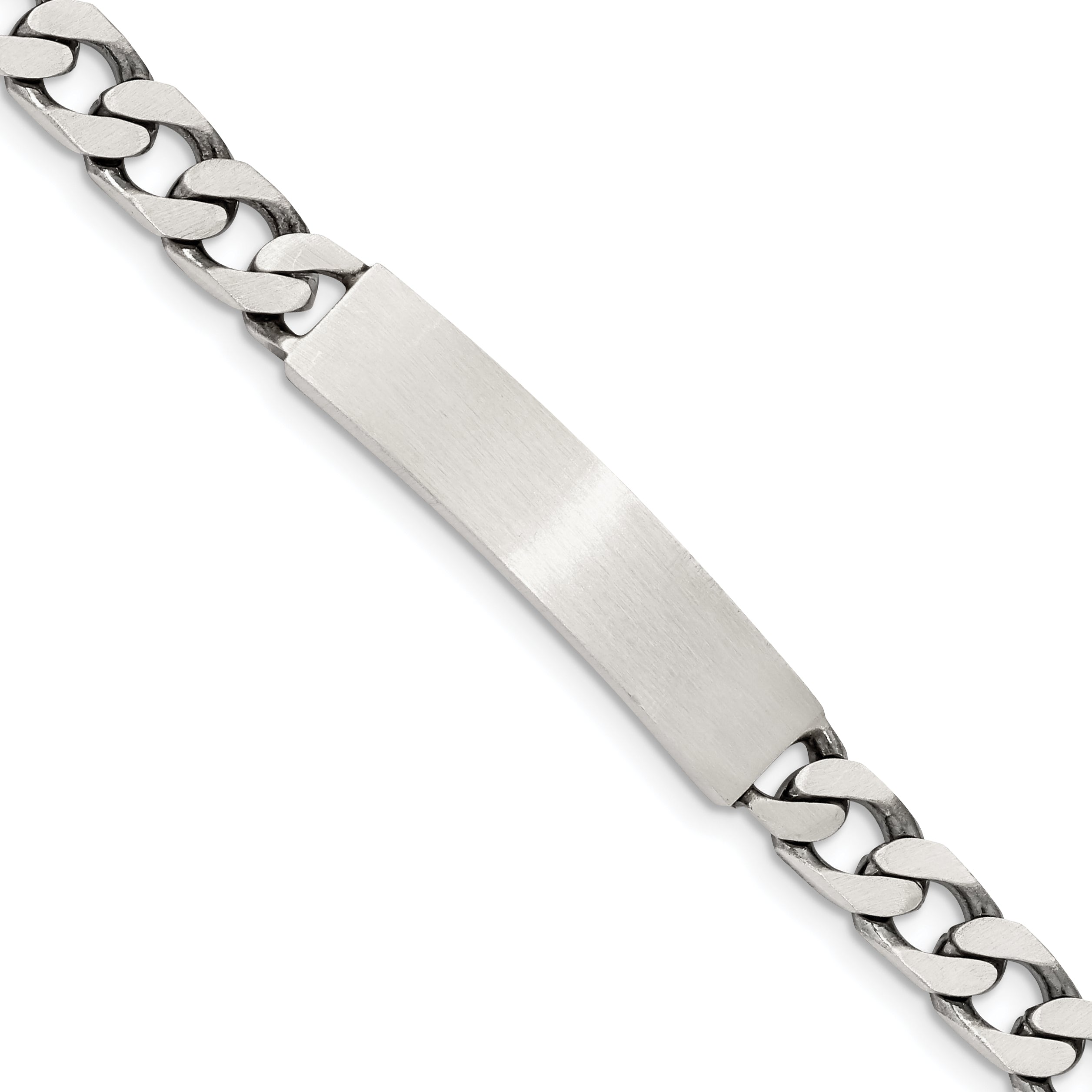 Sterling Silver 7inch Engraveable Antiqued Curb Link ID Bracelet