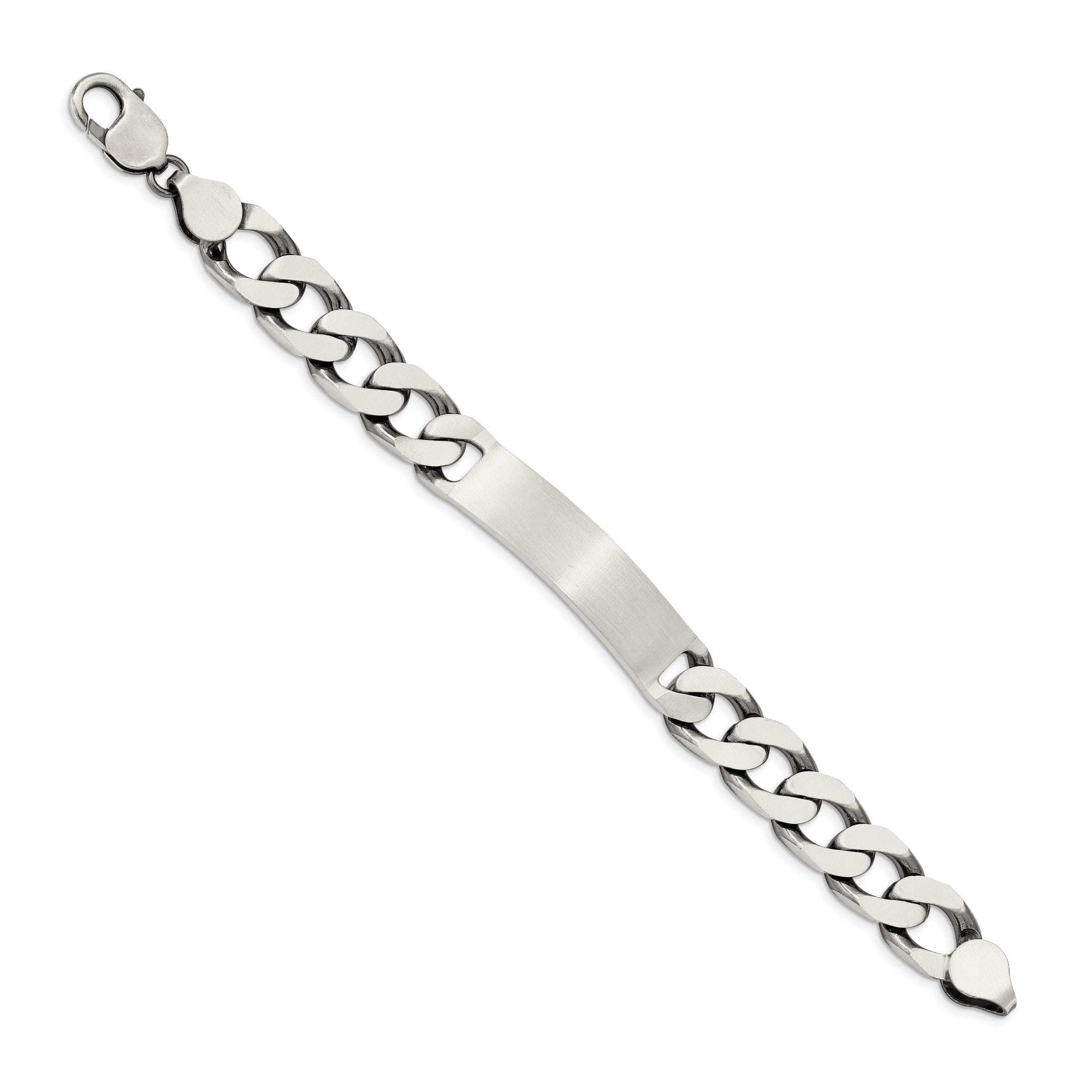 Sterling Silver 7.5inch Engraveable Antiqued Curb Link ID Bracelet