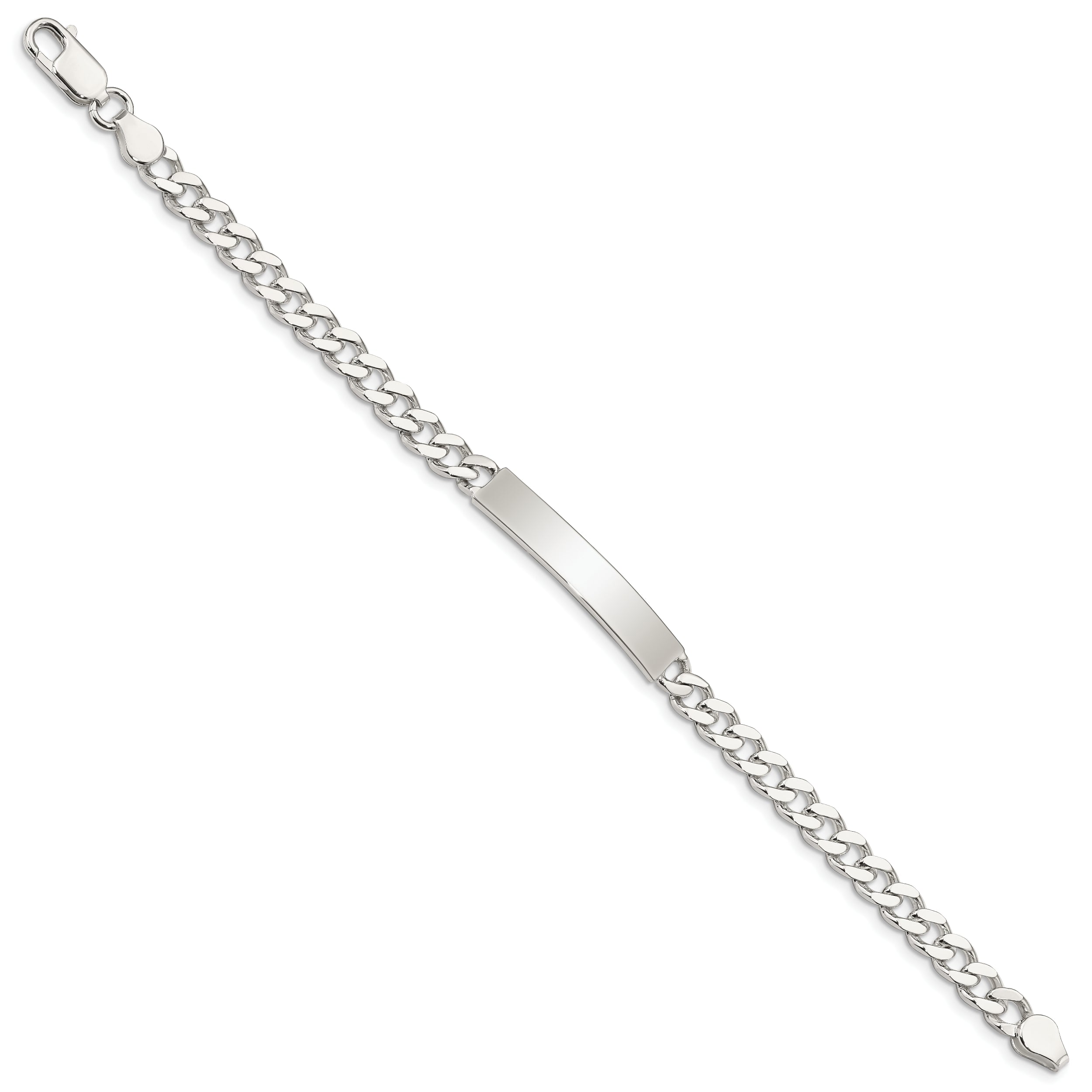 Sterling Silver 8inch Polished Engraveable Curb Link ID Bracelet
