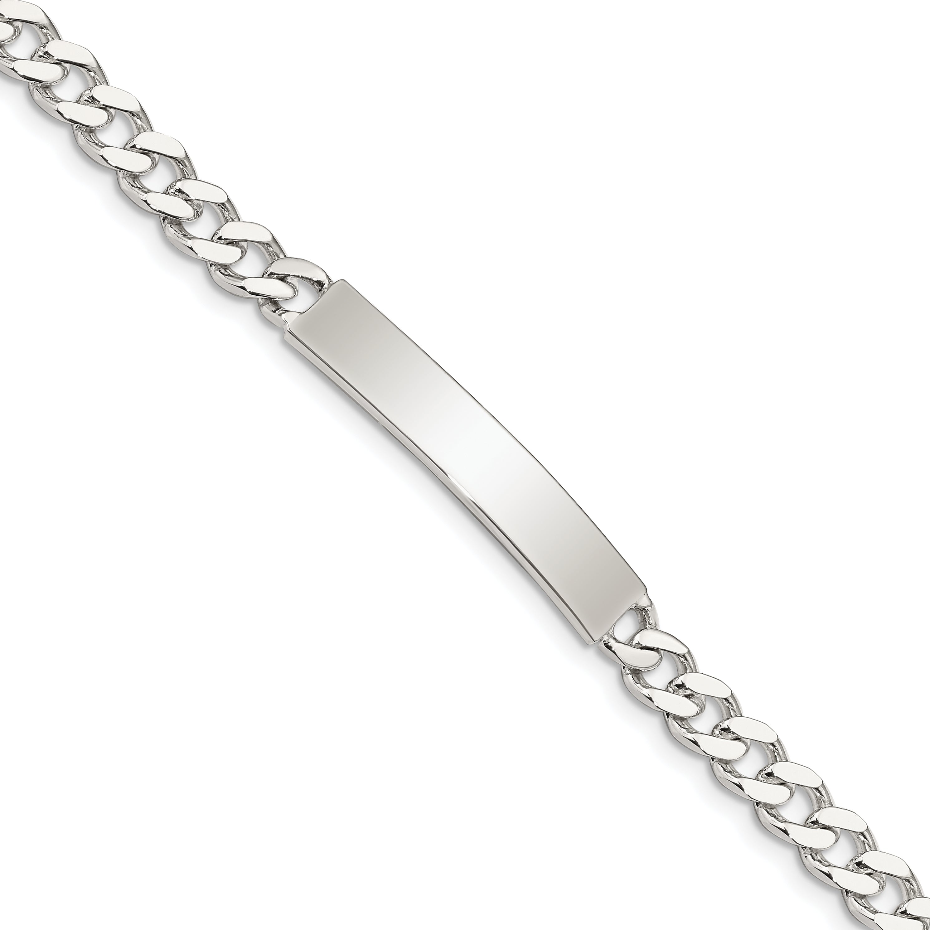 Sterling Silver 8inch Polished Engraveable Curb Link ID Bracelet