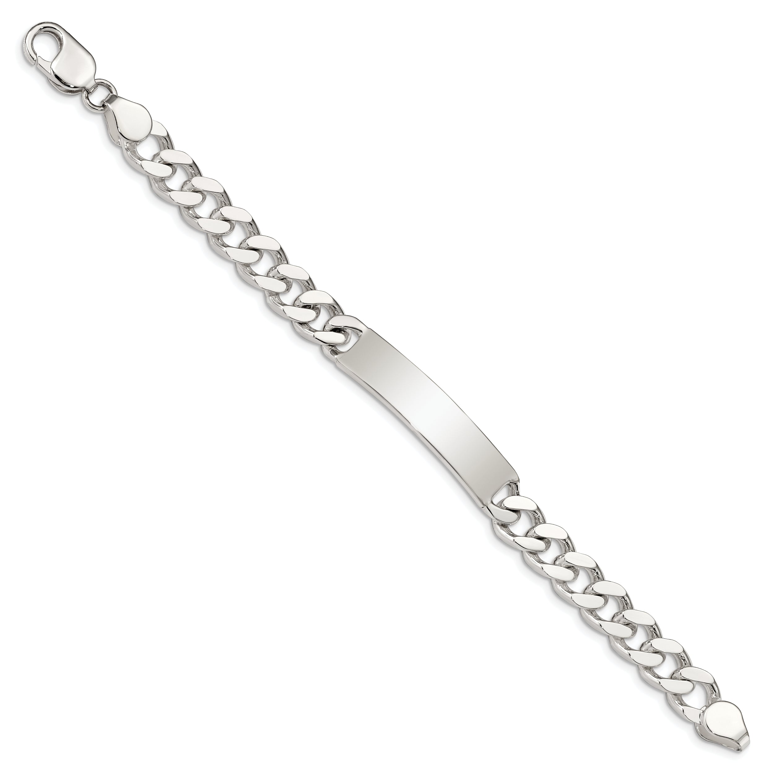 Sterling Silver 8inch Polished Engraveable Curb Link ID Bracelet