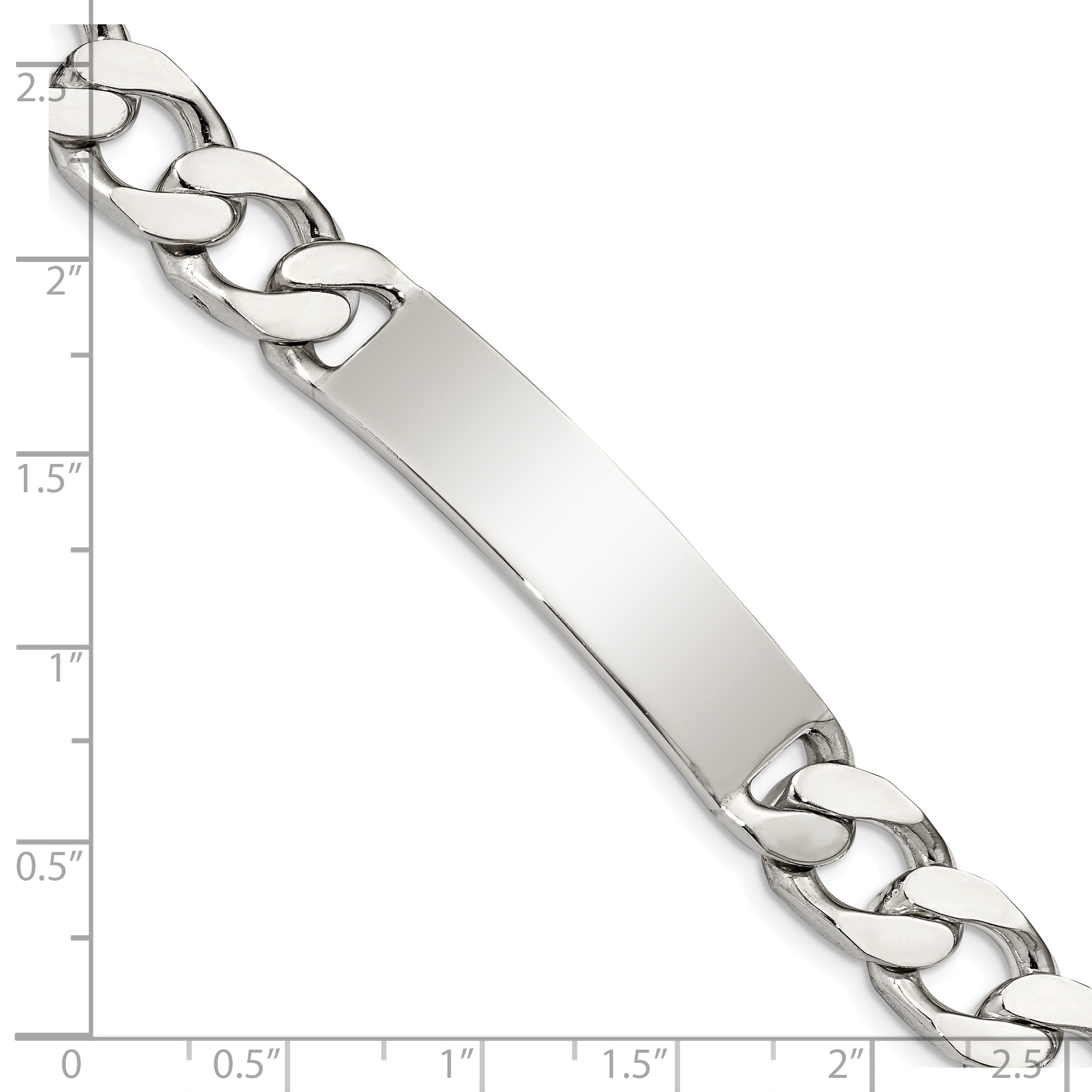 Sterling Silver Polished Engraveable Curb Link ID Bracelet