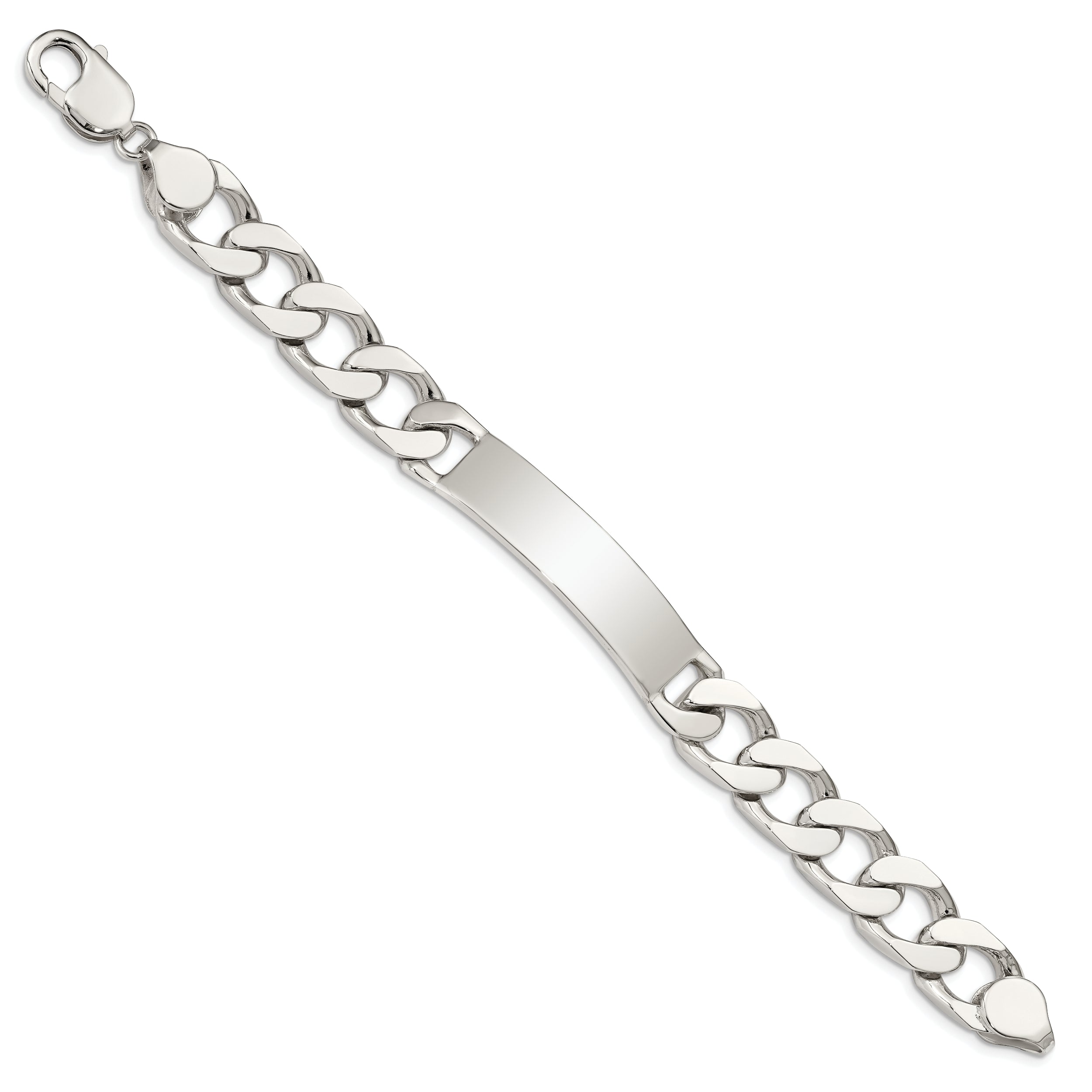 Sterling Silver 8.5inch Polished Engraveable Curb Link ID Bracelet
