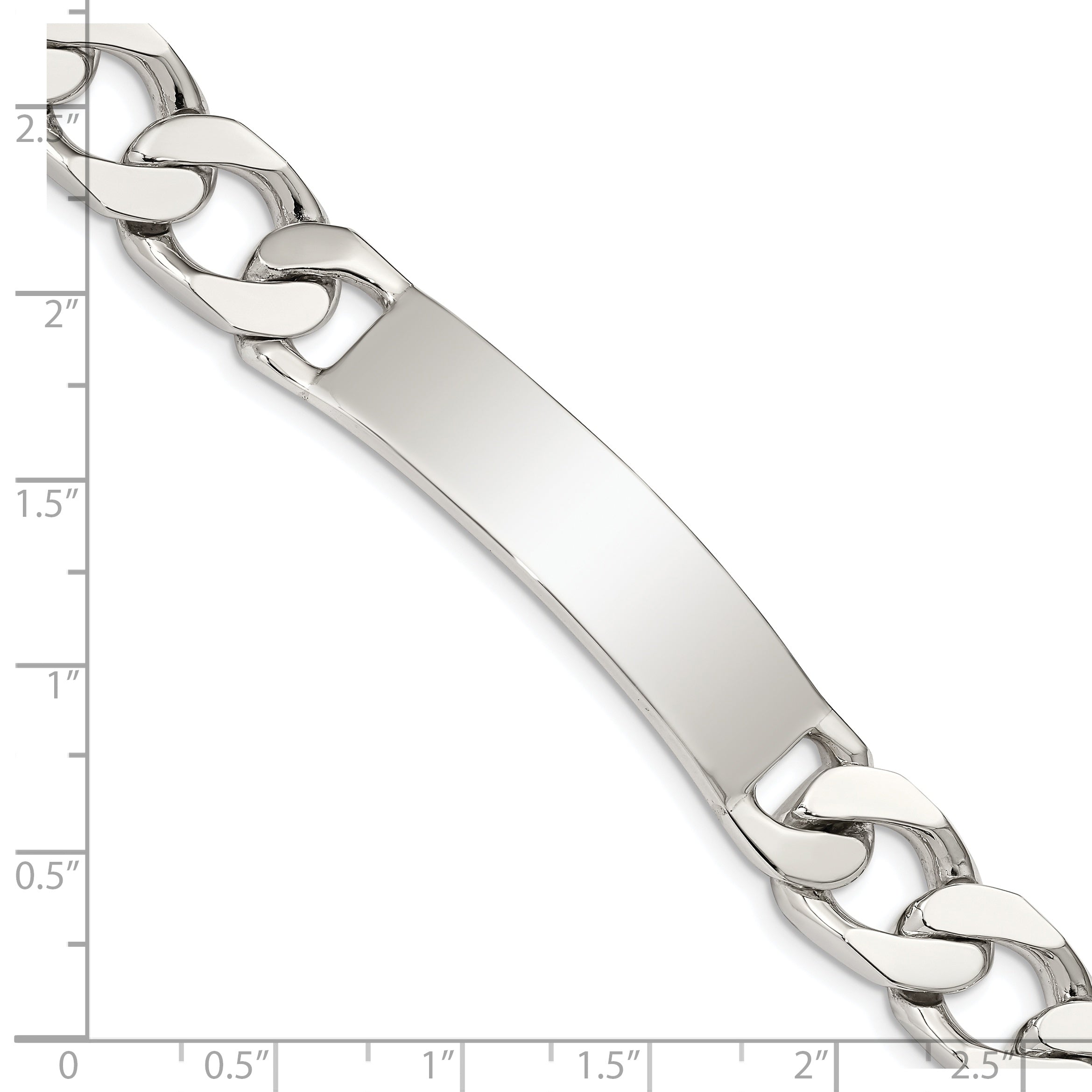 Sterling Silver 8.5inch Polished Engraveable Curb Link ID Bracelet