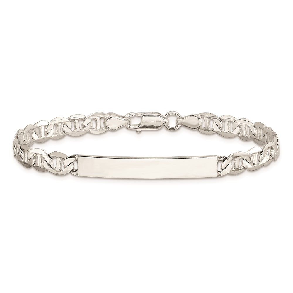 Sterling Silver Polished Engraveable Anchor Link ID Bracelet