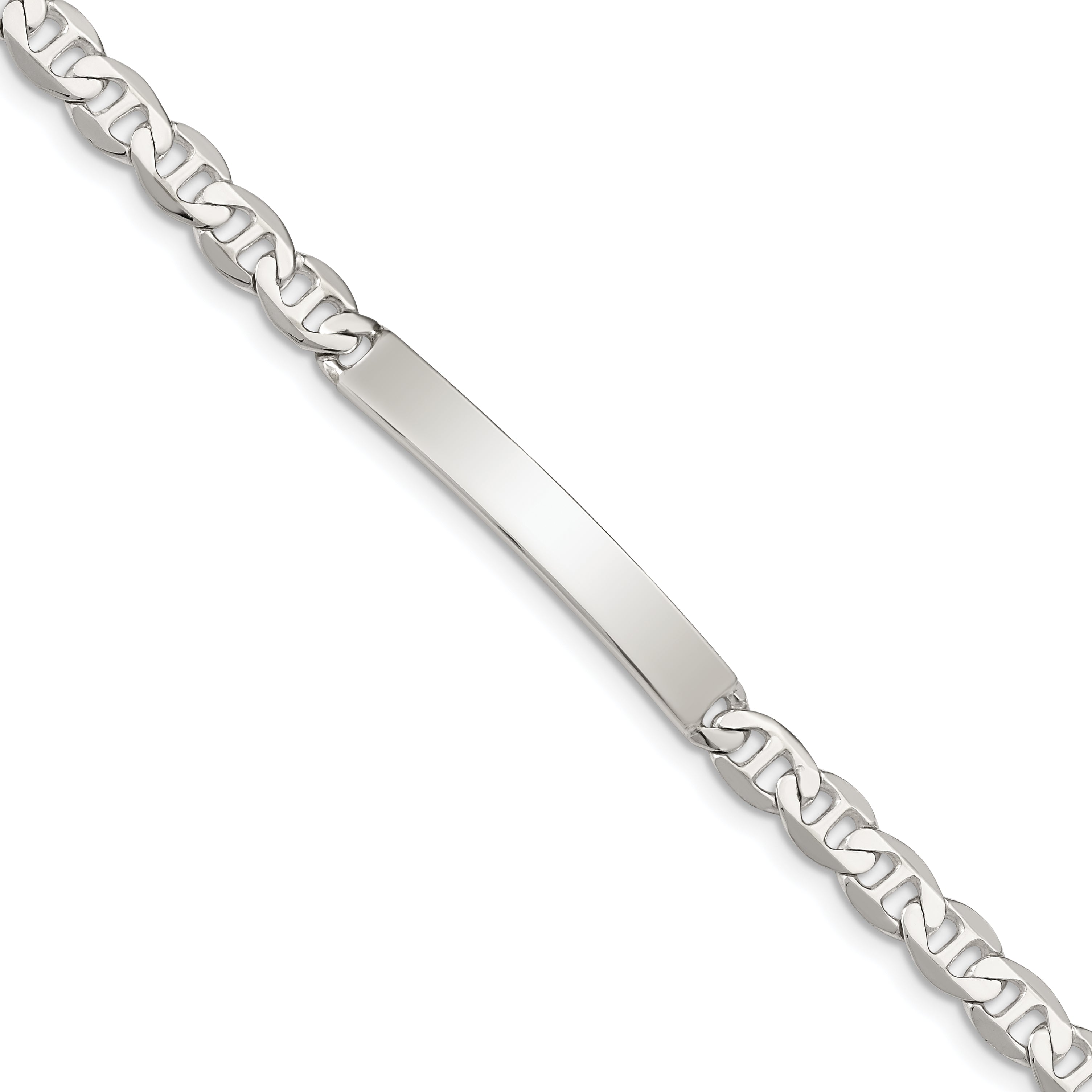 Sterling Silver 8inch Polished Engraveable Anchor Link ID Bracelet