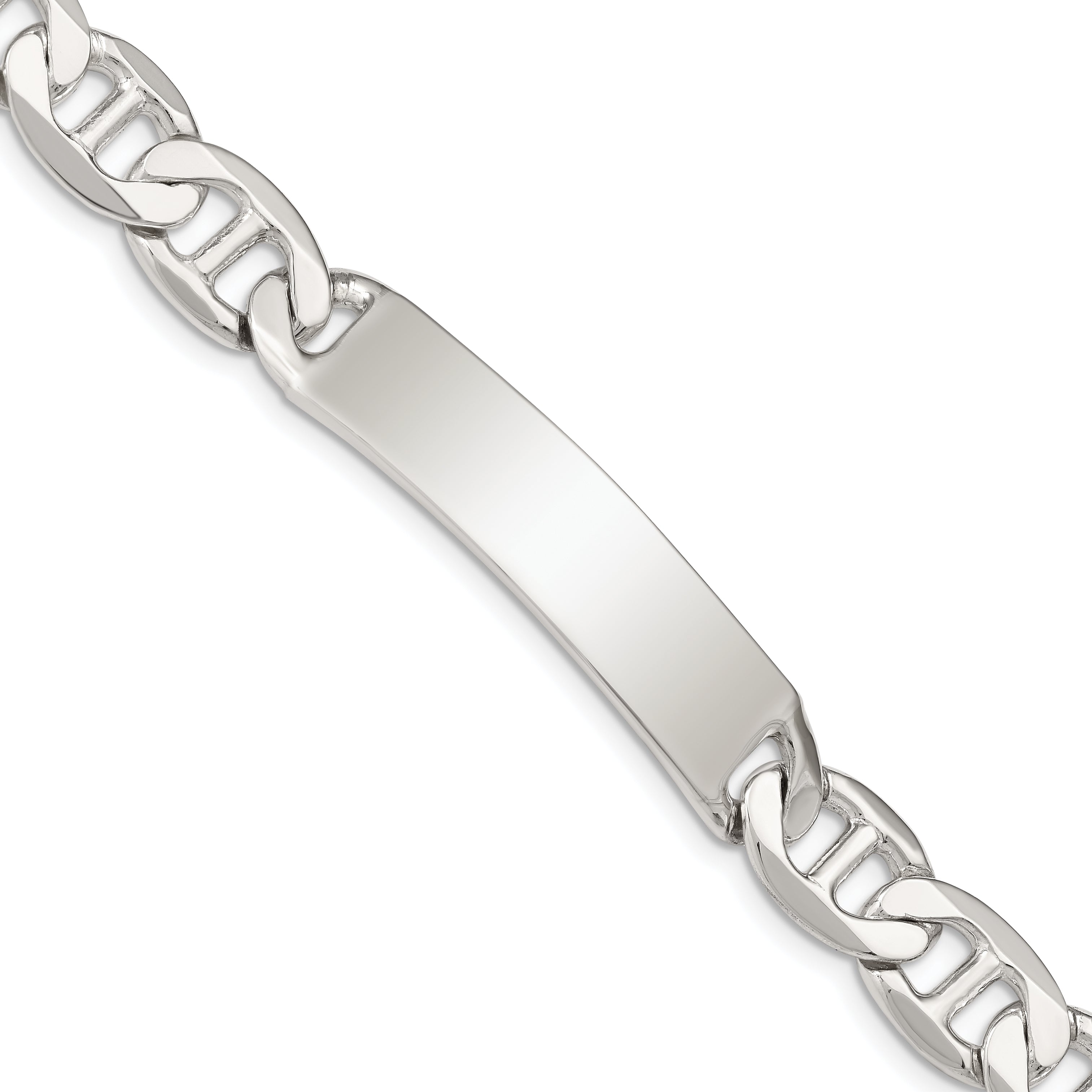 Sterling Silver 8.5inch Polished Engraveable Anchor Link ID Bracelet