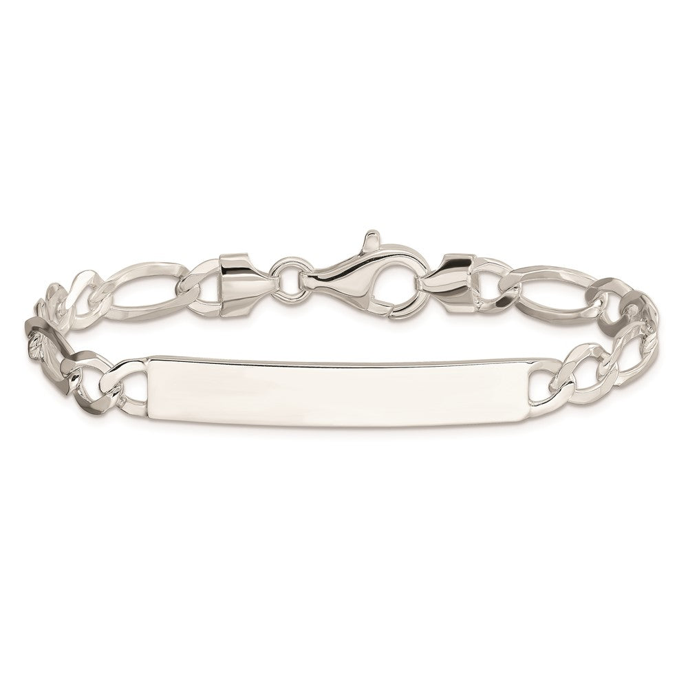 Sterling Silver Figaro Link ID Bracelet