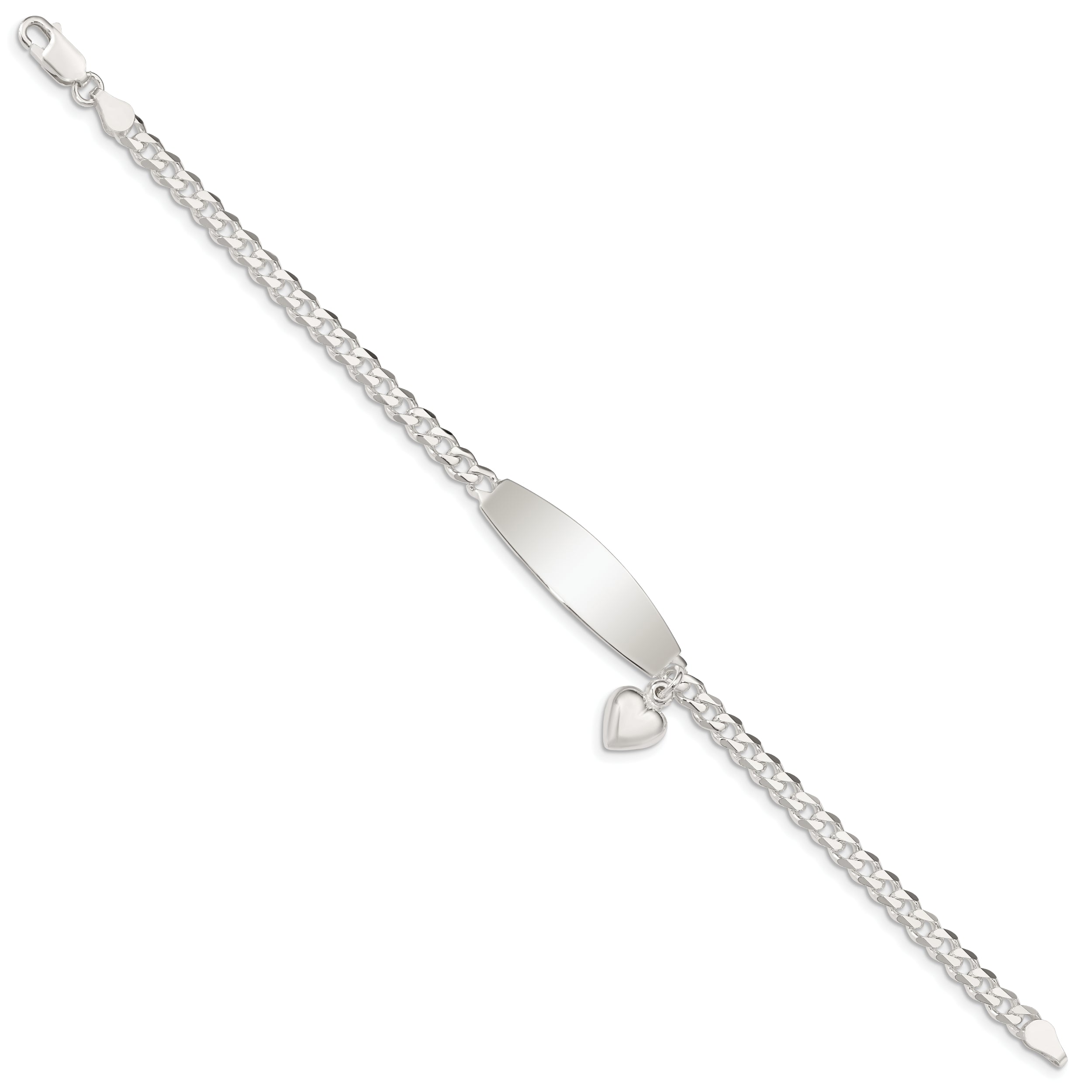 Sterling Silver w/Heart Charm ID Bracelet