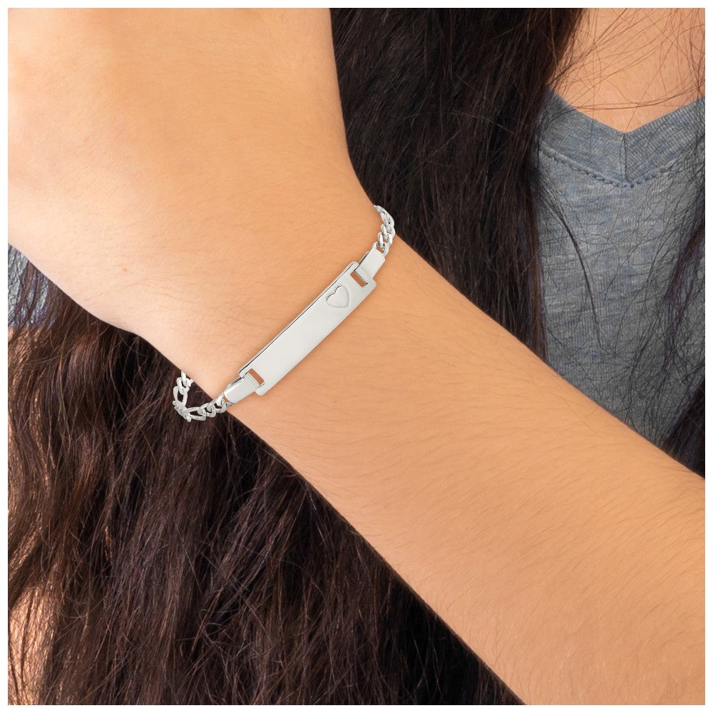 Sterling Silver Baby ID with Heart Bracelet