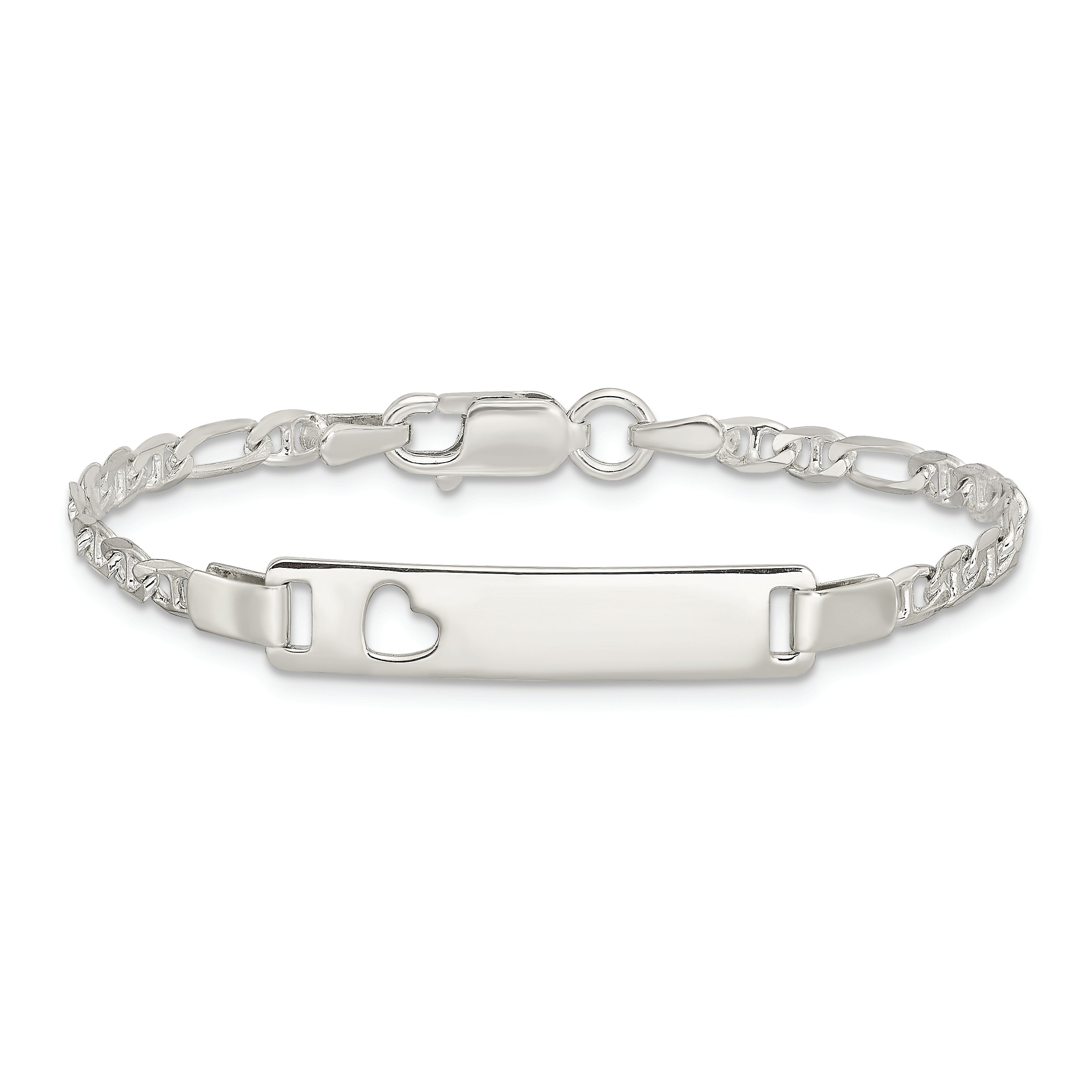 Sterling Silver Baby ID with Cut-out Heart Bracelet