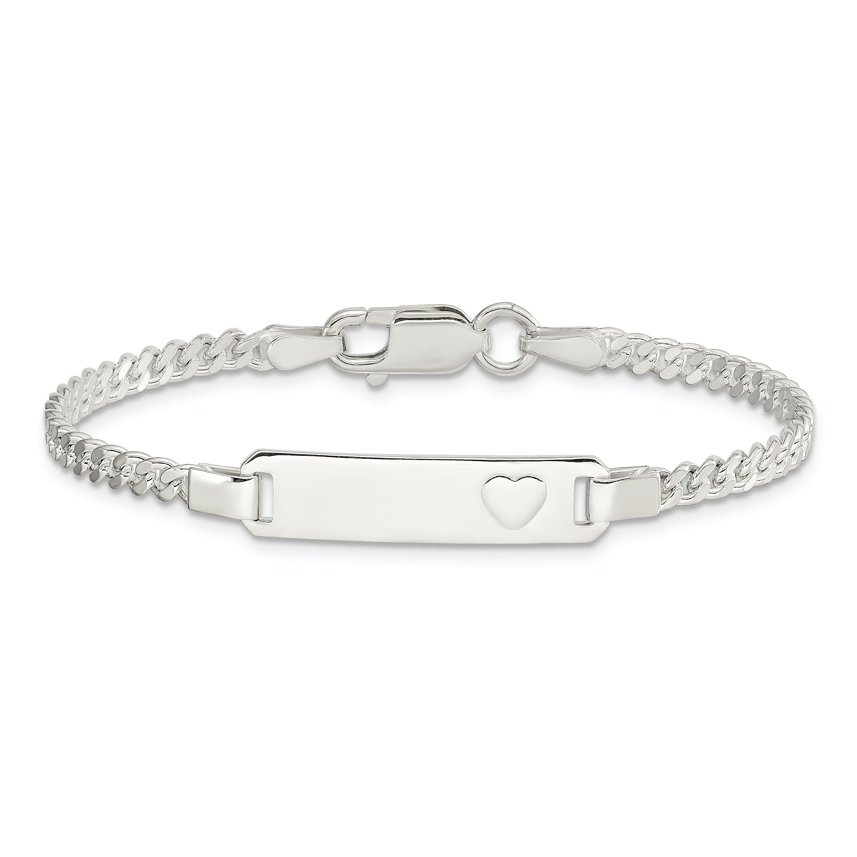 Sterling Silver Baby ID with Heart Bracelet
