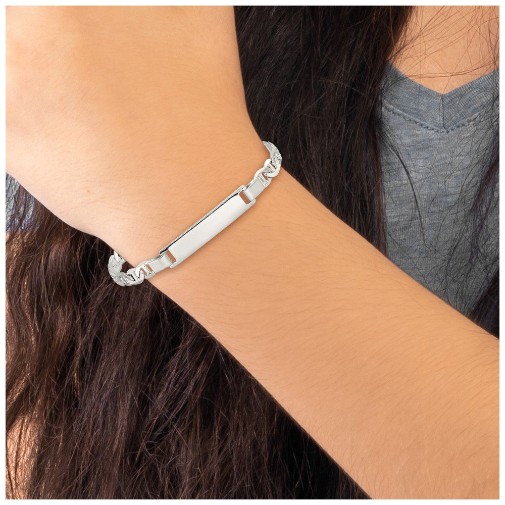 Sterling Silver Engraveable Childrens ID Anchor Link Bracelet