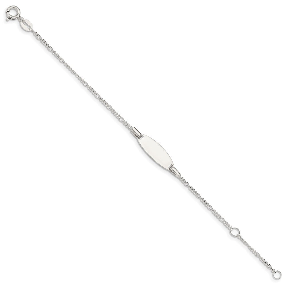 Sterling Silver Childrens 5in Plus 1in Ext ID Figaro Link Bracelet