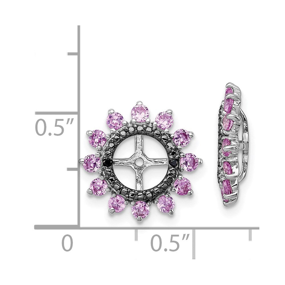 Sterling Silver Rhodium Created Pink Sapphire & Black Sapphire Earring Jack