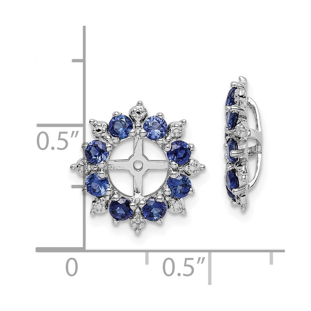 Sterling Silver Rhodium Diam. & Created Sapphire Earring Jacket