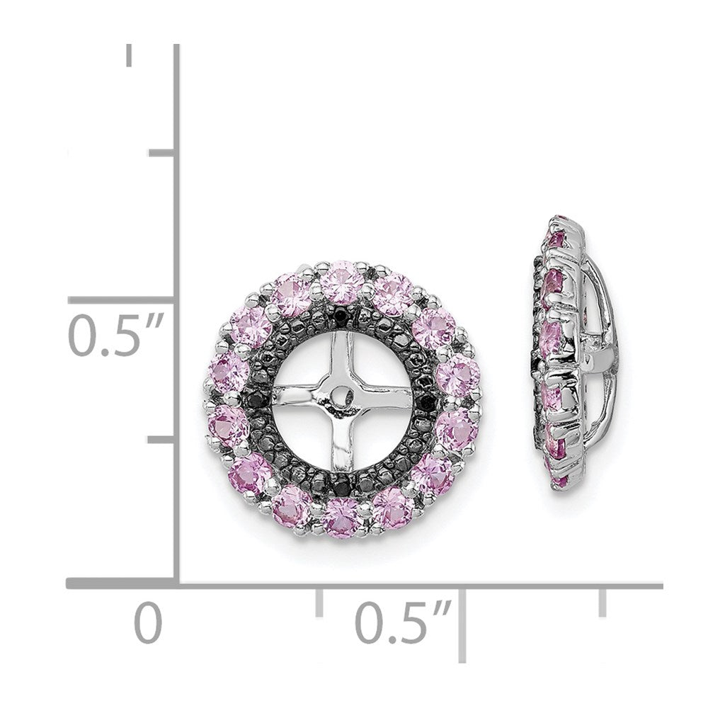 Sterling Silver Rhodium Crted Pink Sapphire & Black Sapphire Earring Jacket