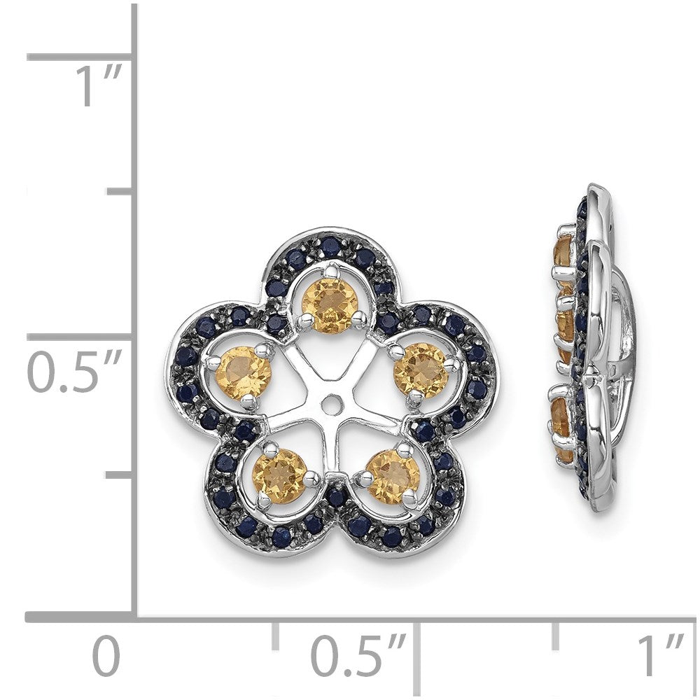 Sterling Silver Rhodium Citrine & Black Sapphire Earring Jacket
