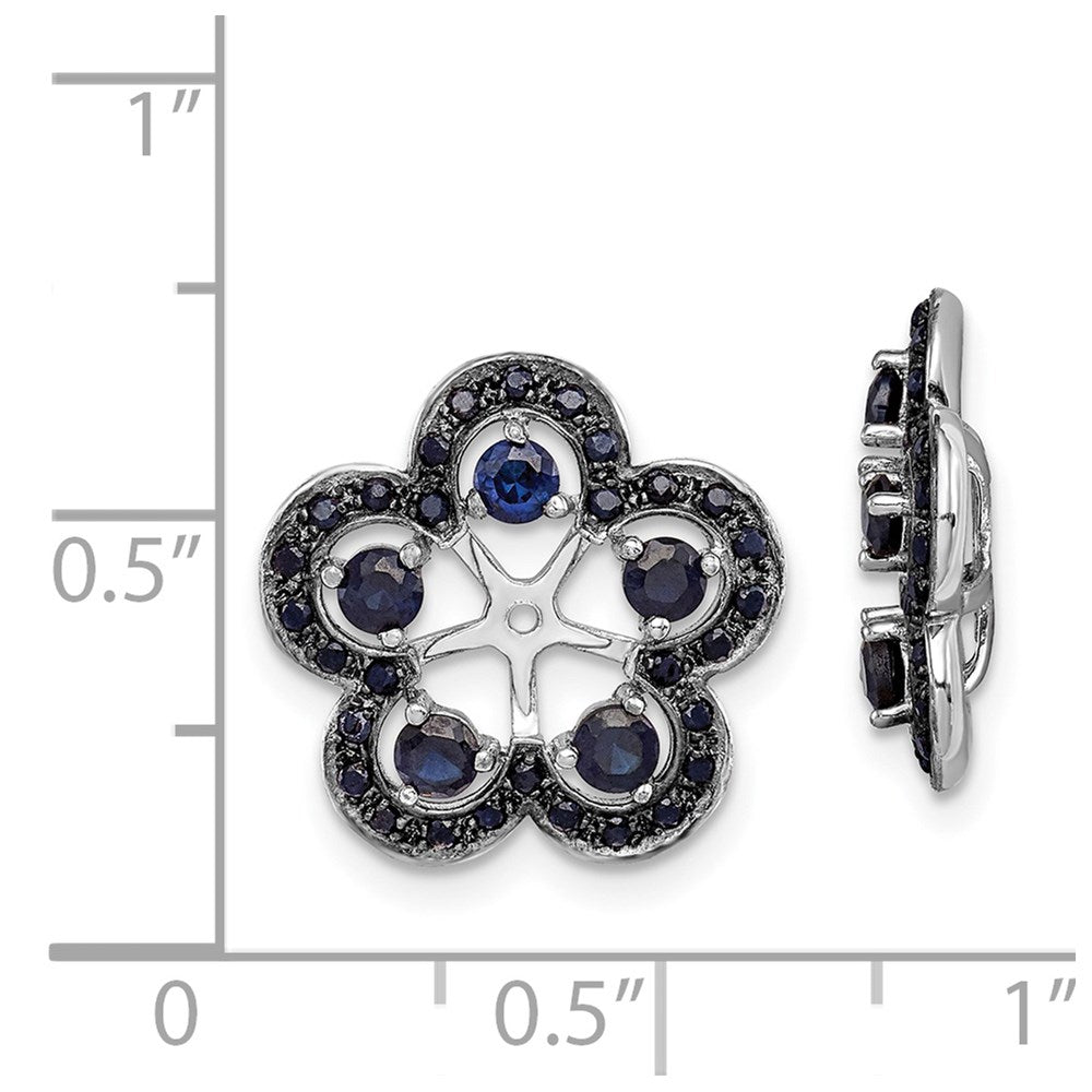 Sterling Silver Rhodium Created Sapphire & Black Sapphire Earring Jacket