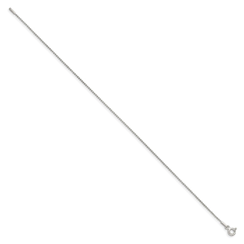 Sterling Silver 1mm Beaded Chain Anklet