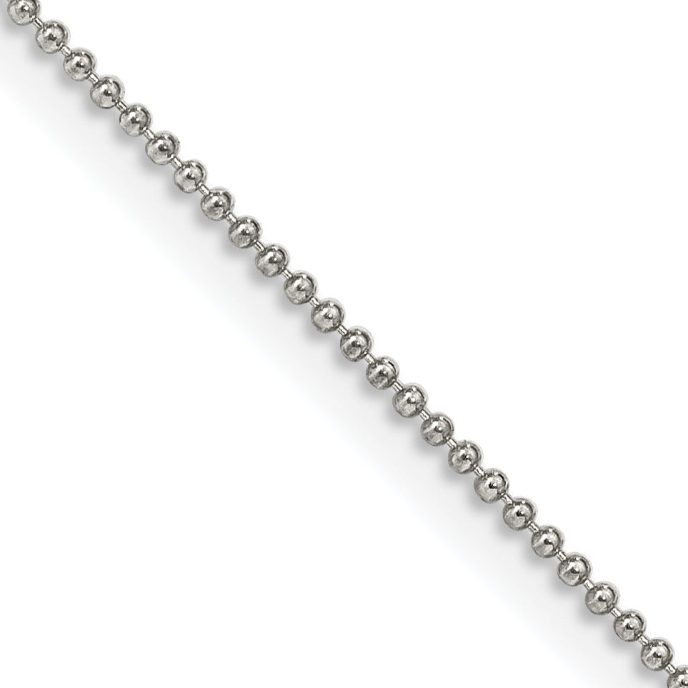 Sterling Silver 1mm Beaded Chain Anklet