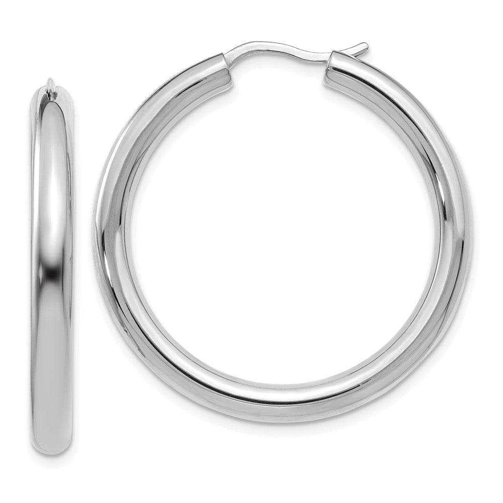 Sterling Silver Rhodium-plated 3.5mm Tube Earrings