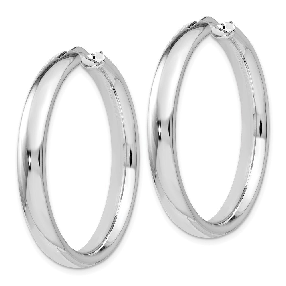 Sterling Silver Rhodium-plated 5mm Half Round Tube Earrings