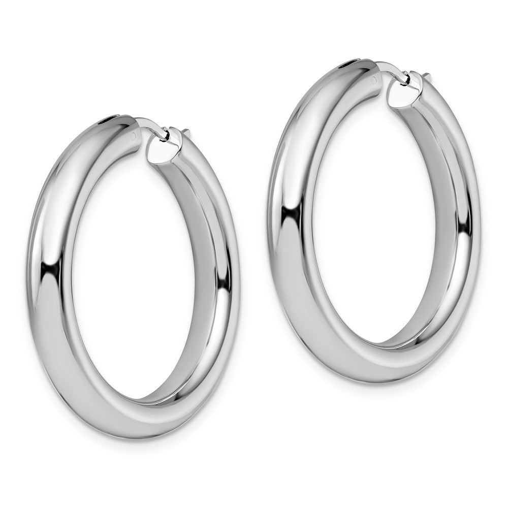 Sterling Silver Rhodium-plated 5mm Tube Earrings