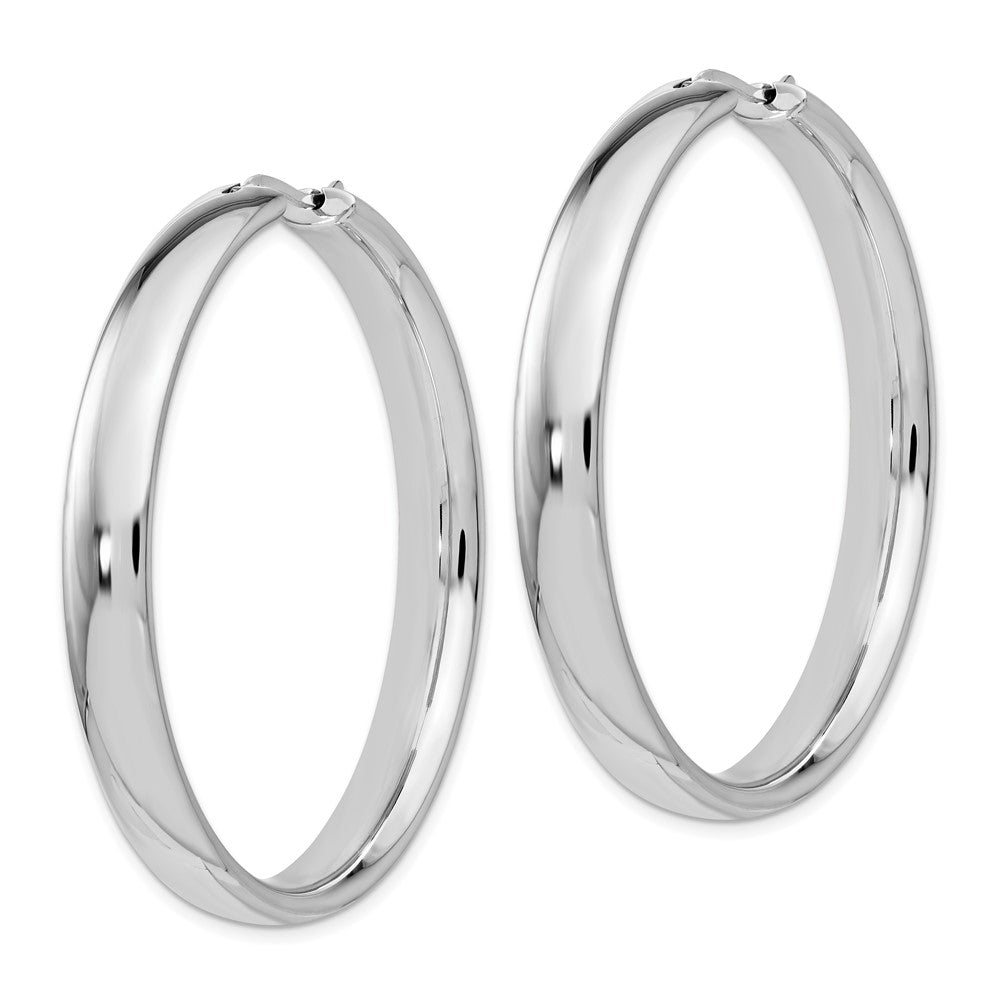 Sterling Silver Rhodium-plated 6mm Half Round Tube Earrings