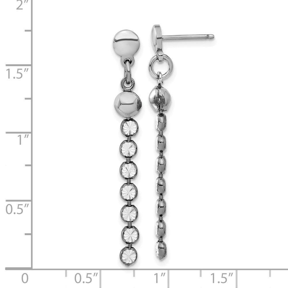 SS and Ruthenium-plated Diamond-cut Post Dangle Earrings